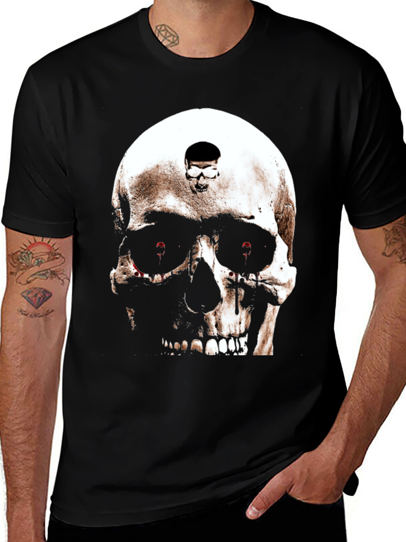 Variant 25 of Skull Graphic Print Black T-Shirt