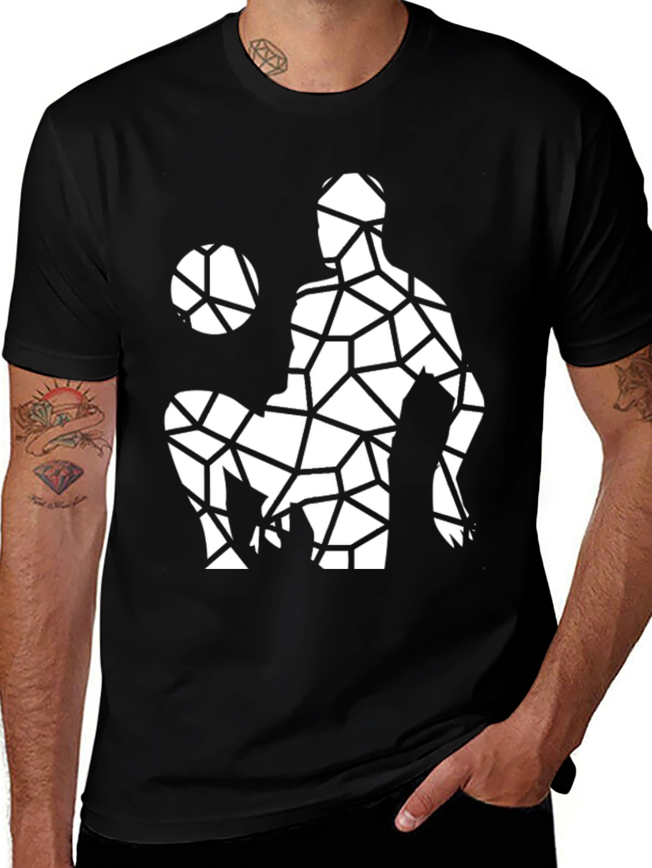 Variant 20 of Geometric Soccer Player Graphic Tee