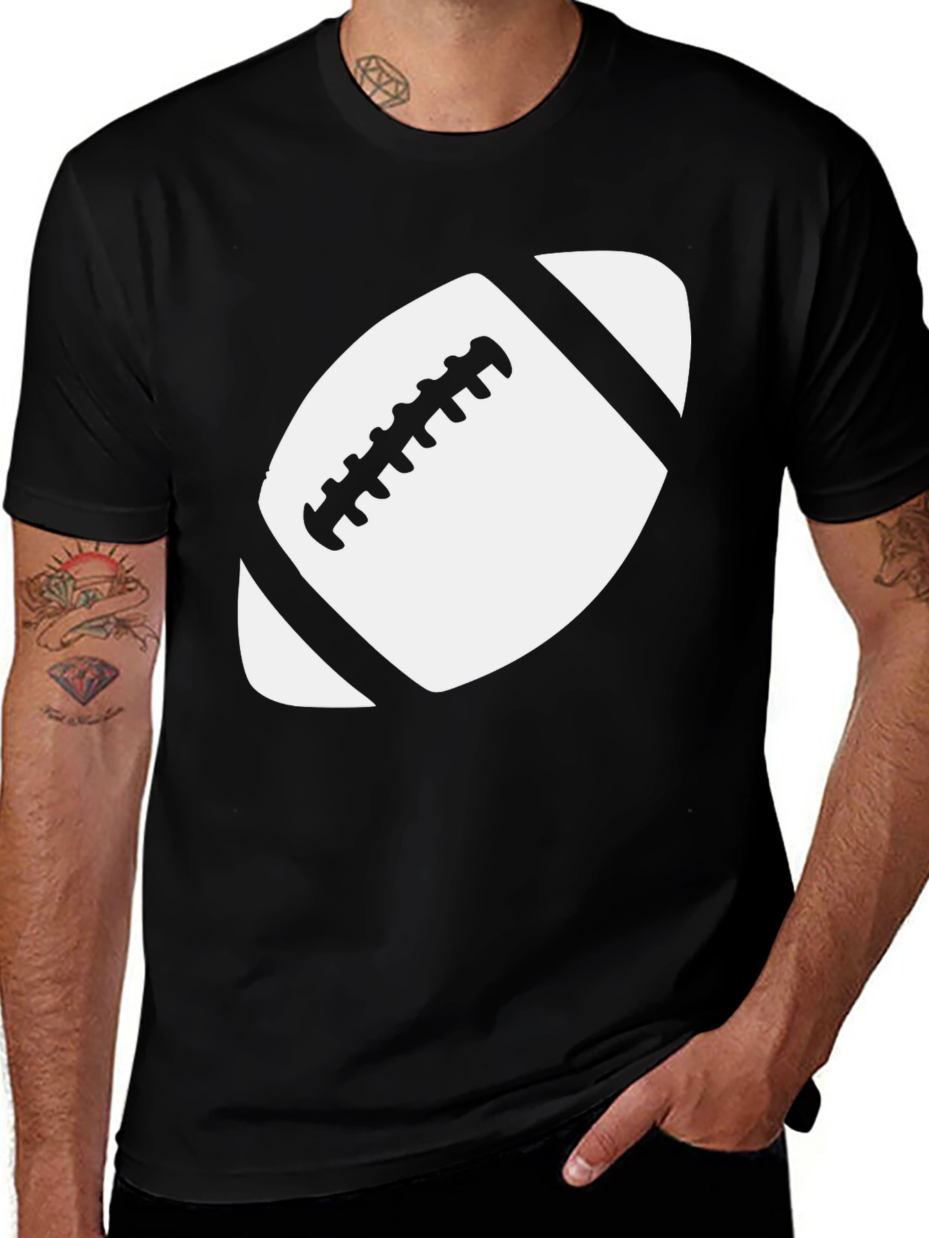 Variant 27 of Football Graphic T-Shirt - Black Casual Tee