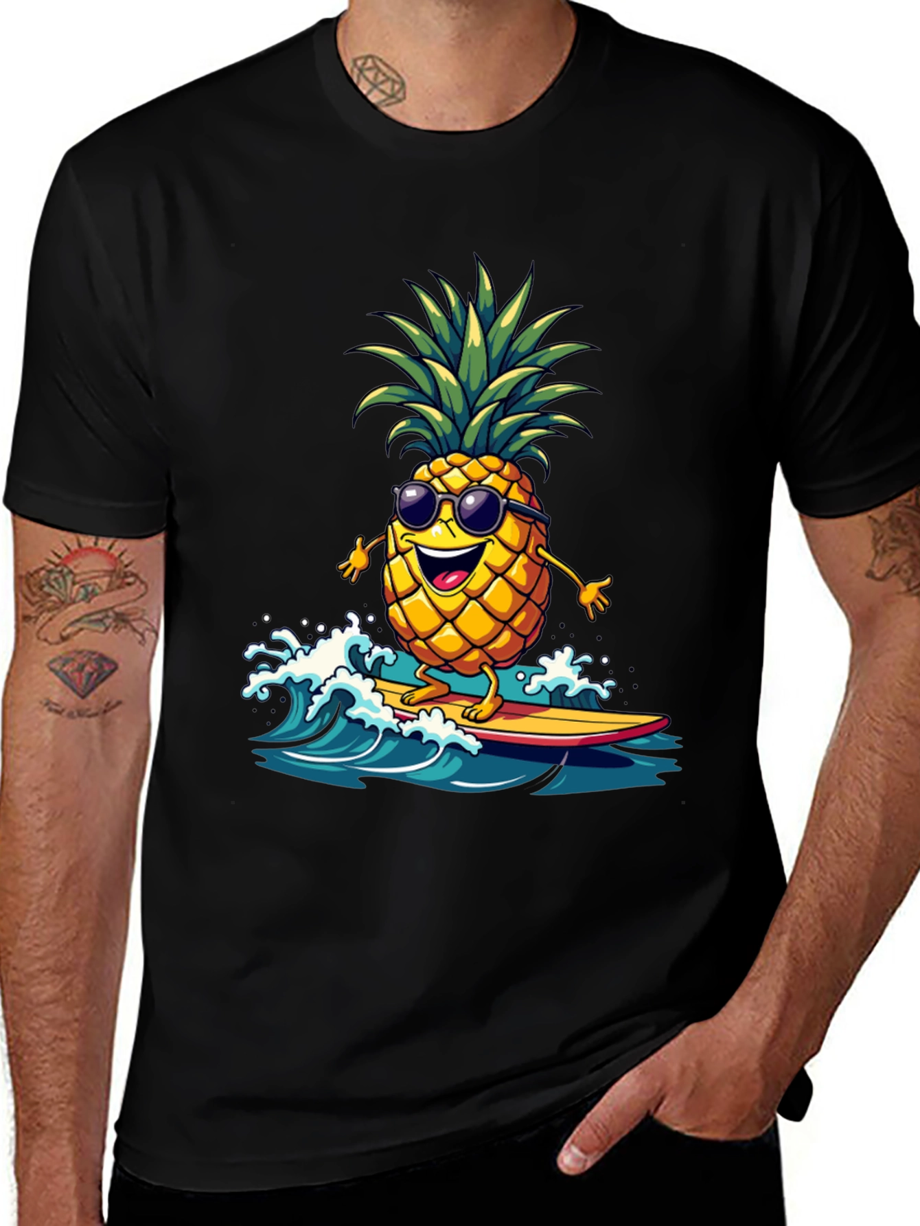 Variant 13 of Surfing Pineapple T-Shirt - Tropical Fun!