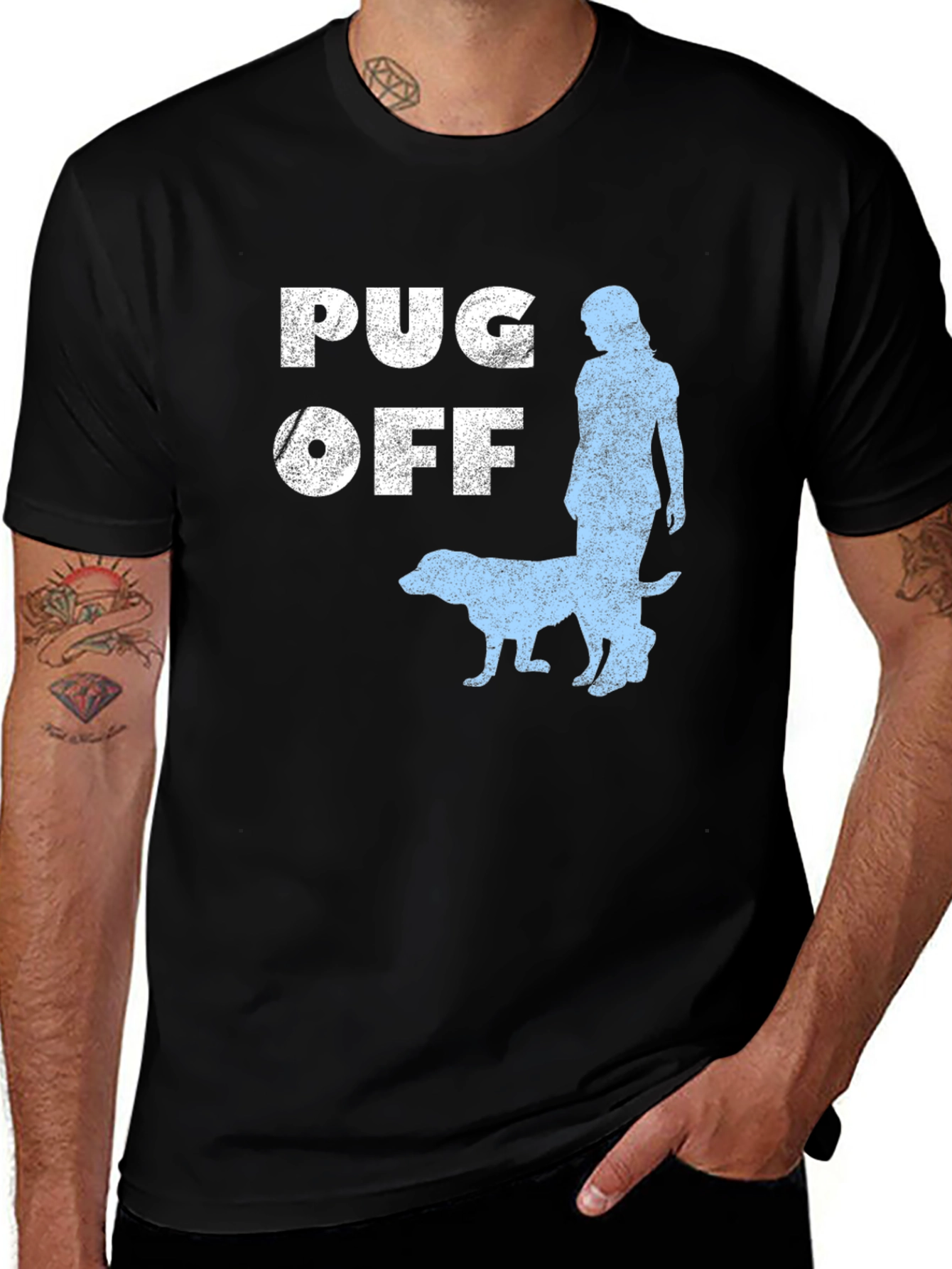 Variant 3 of Pug Off Graphic T-Shirt - Black Cotton Tee