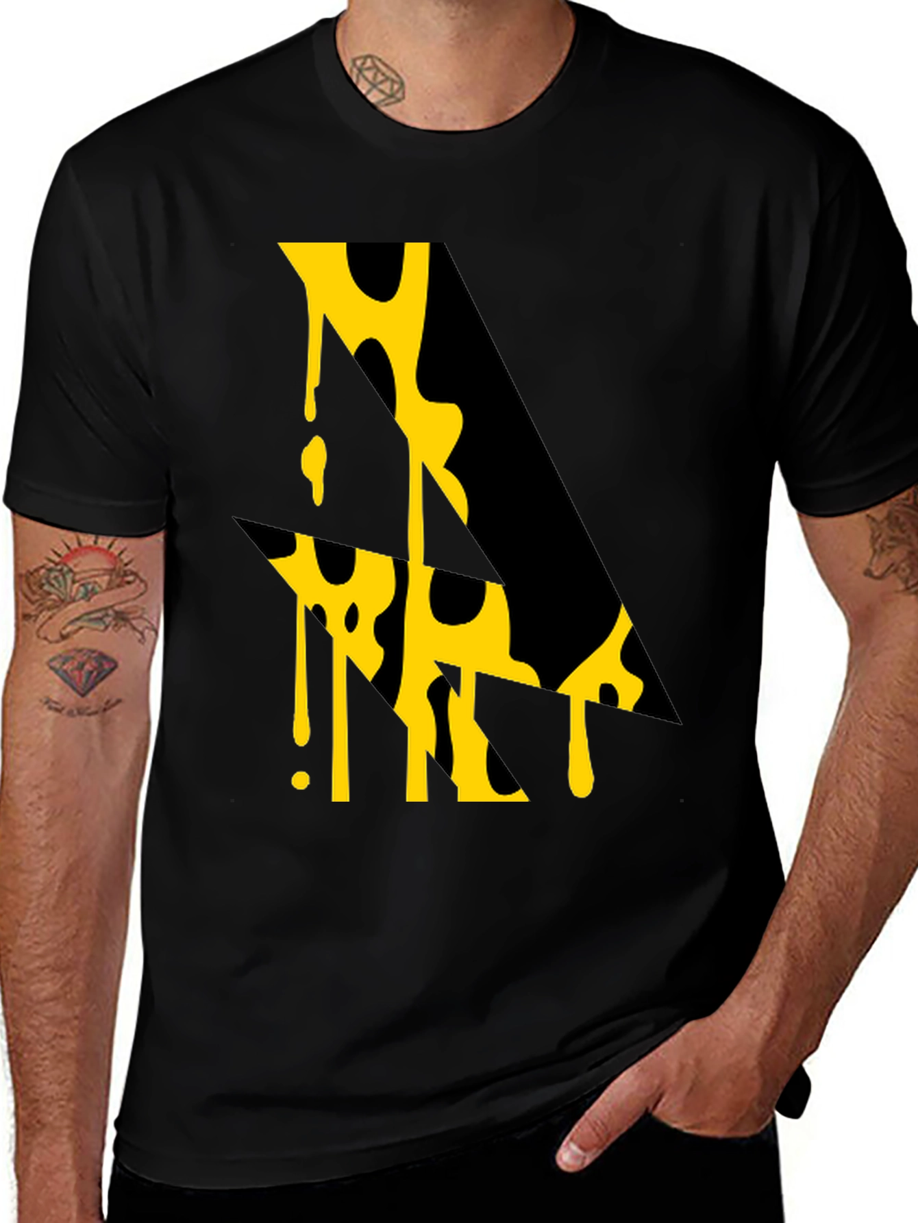 Variant 24 of Abstract Graphic Tee - Modern Art Black T-Shirt