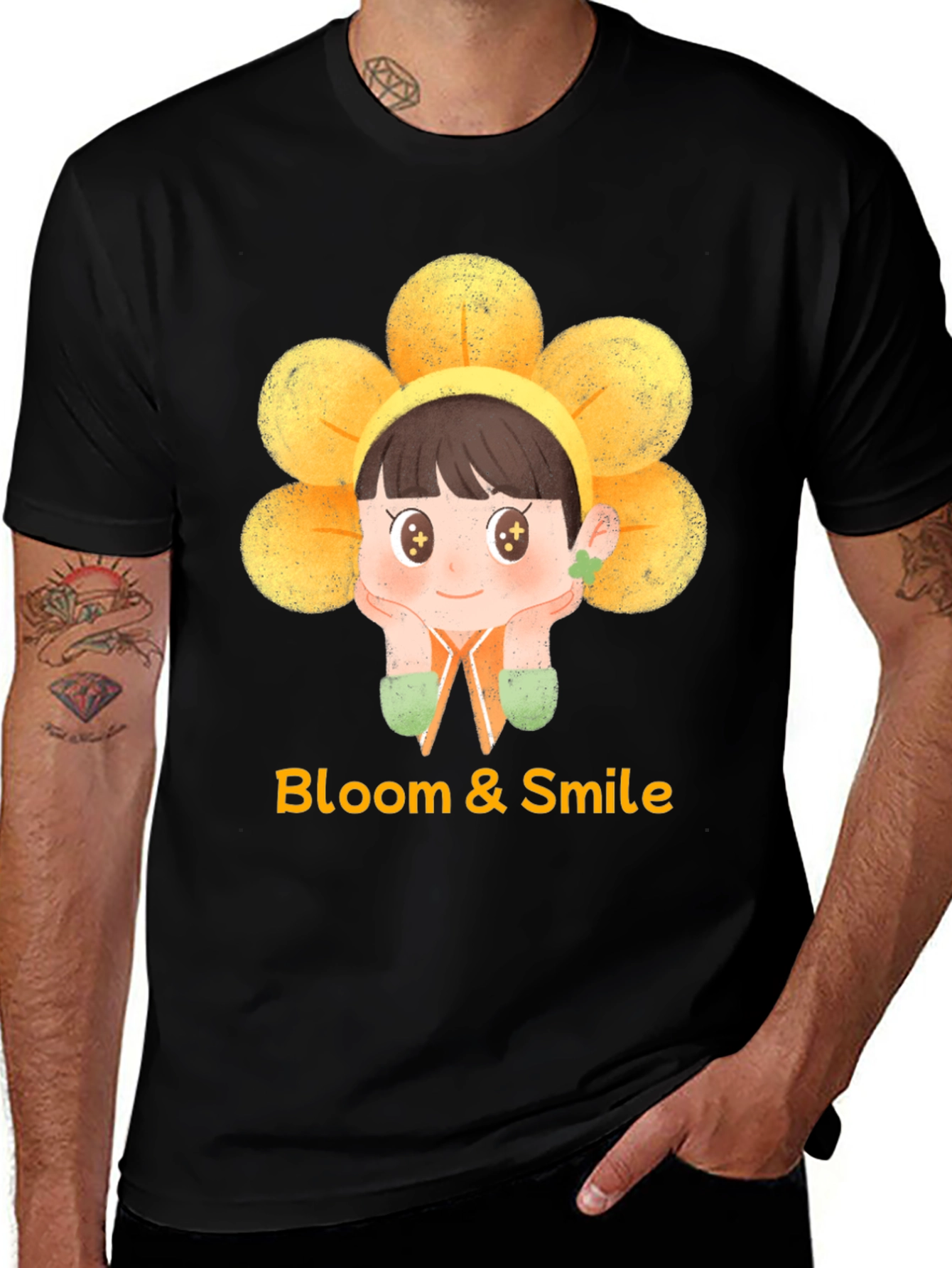 Variant 15 of Bloom & Smile Graphic Tee - Black Cotton T-Shirt