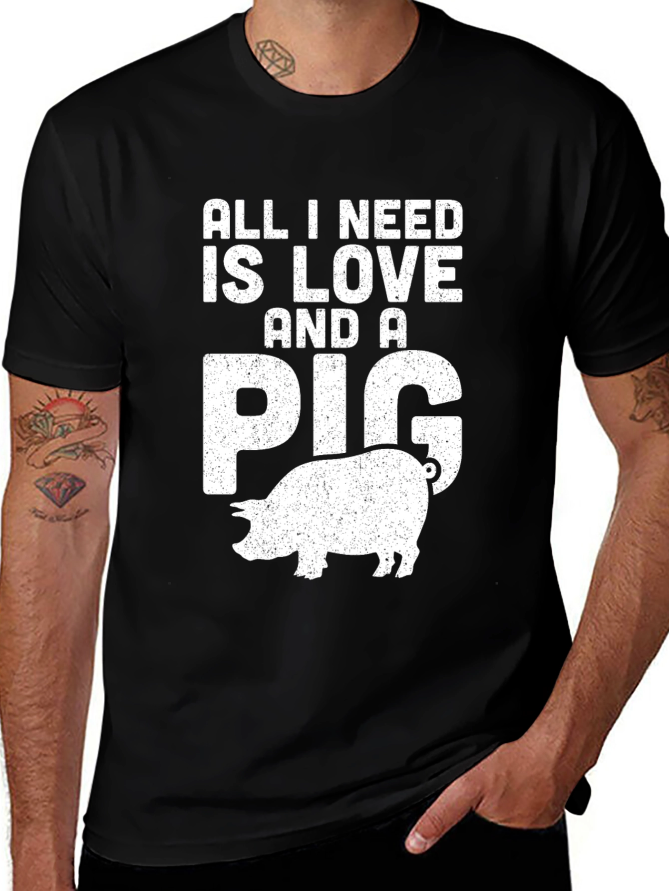 Variant 17 of All I Need is Love and a Pig T-Shirt