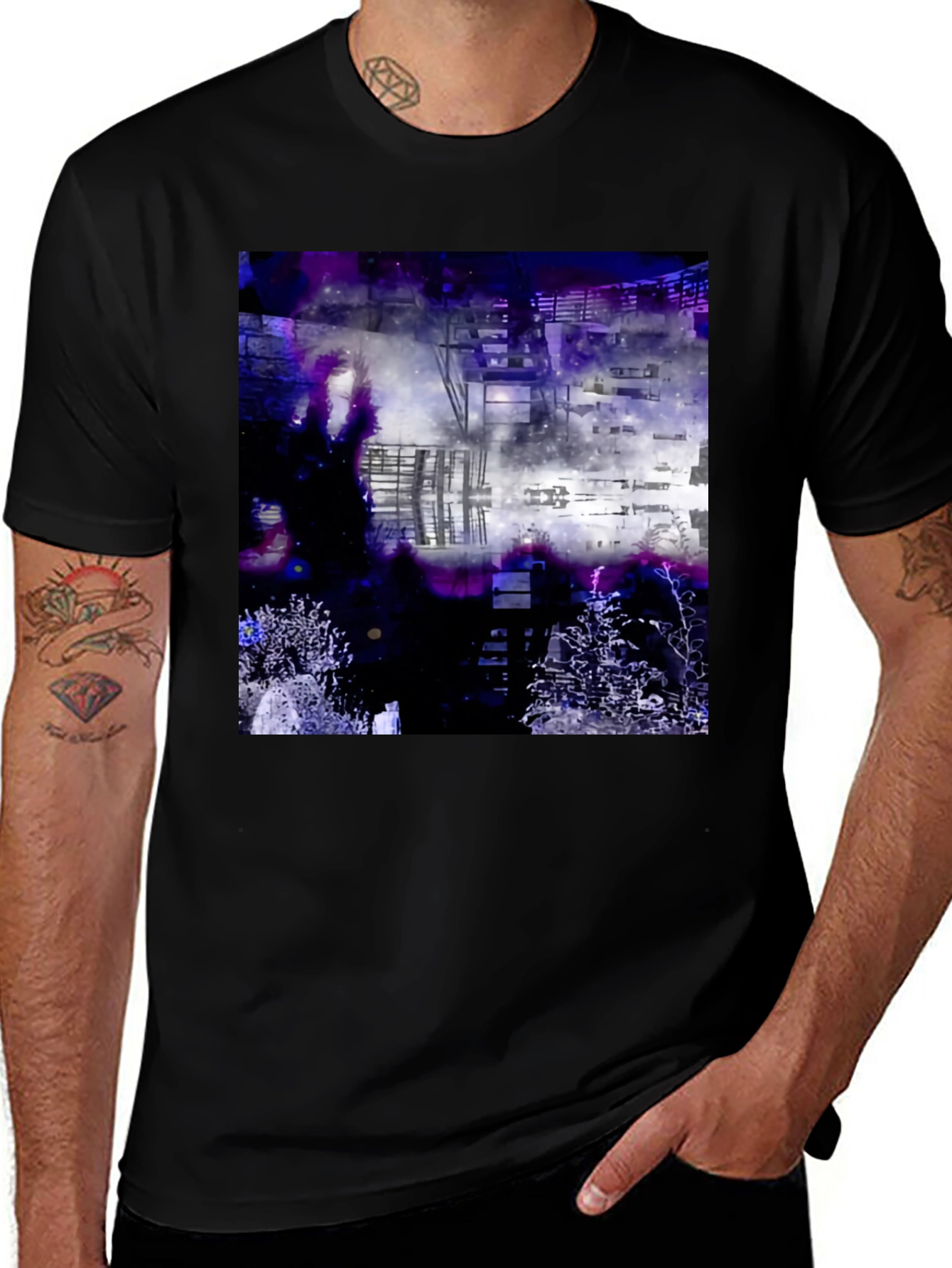 Variant 22 of Abstract Galaxy Print Black T-Shirt