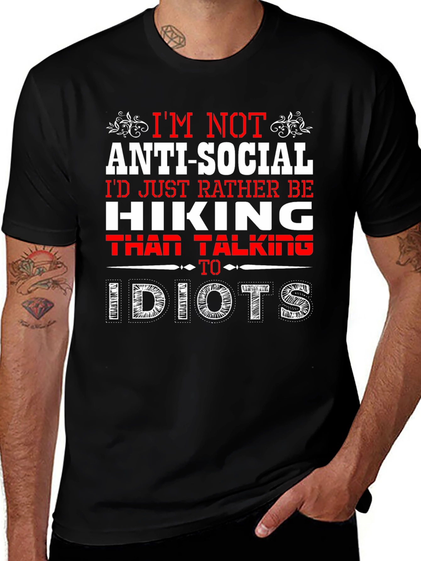 Black Funny Hiking T-Shirt - Anti-Social Outdoors Tee main image