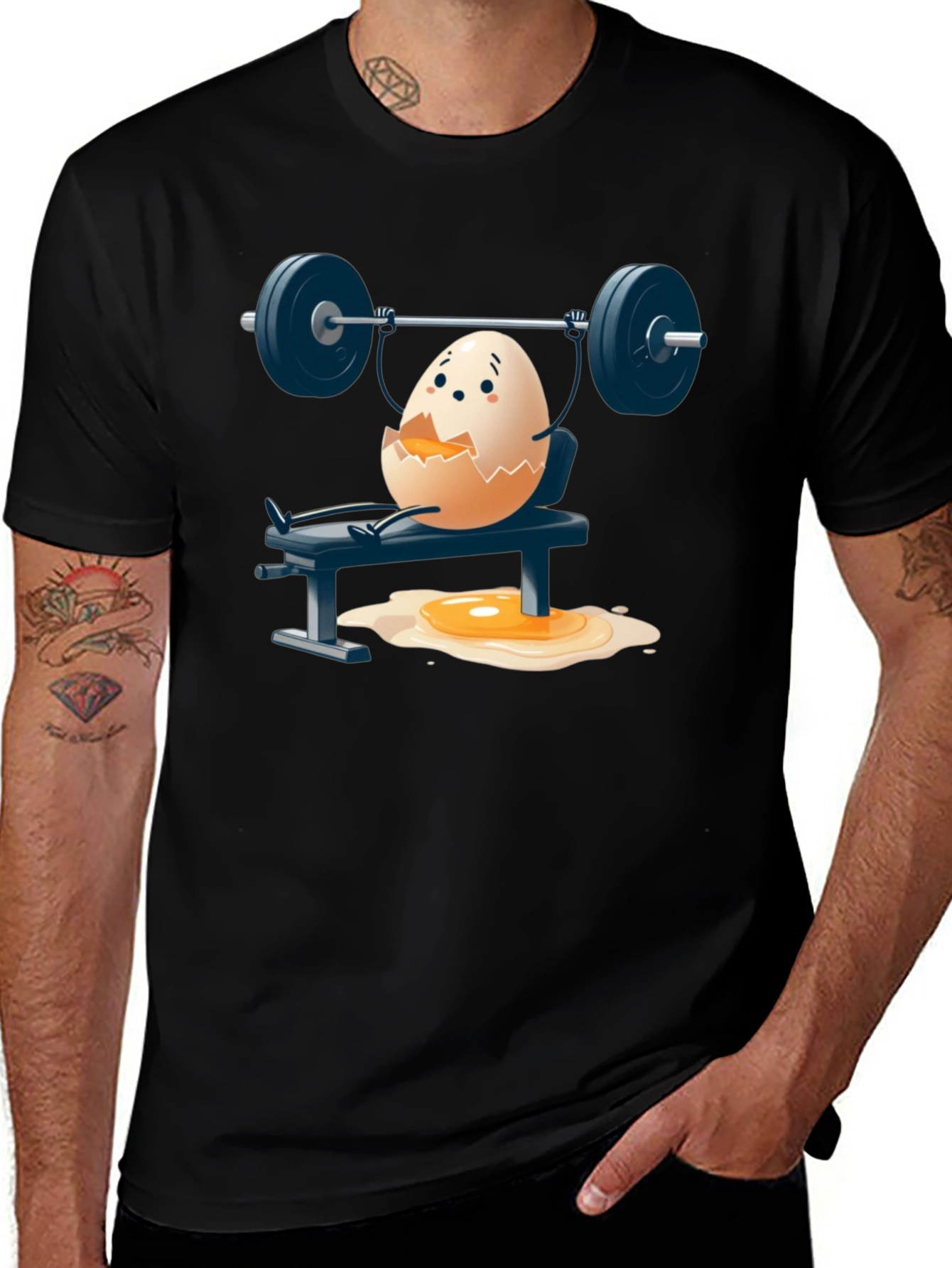 Variant 21 of Funny Weightlifting Egg T-Shirt - Gym Humor Tee