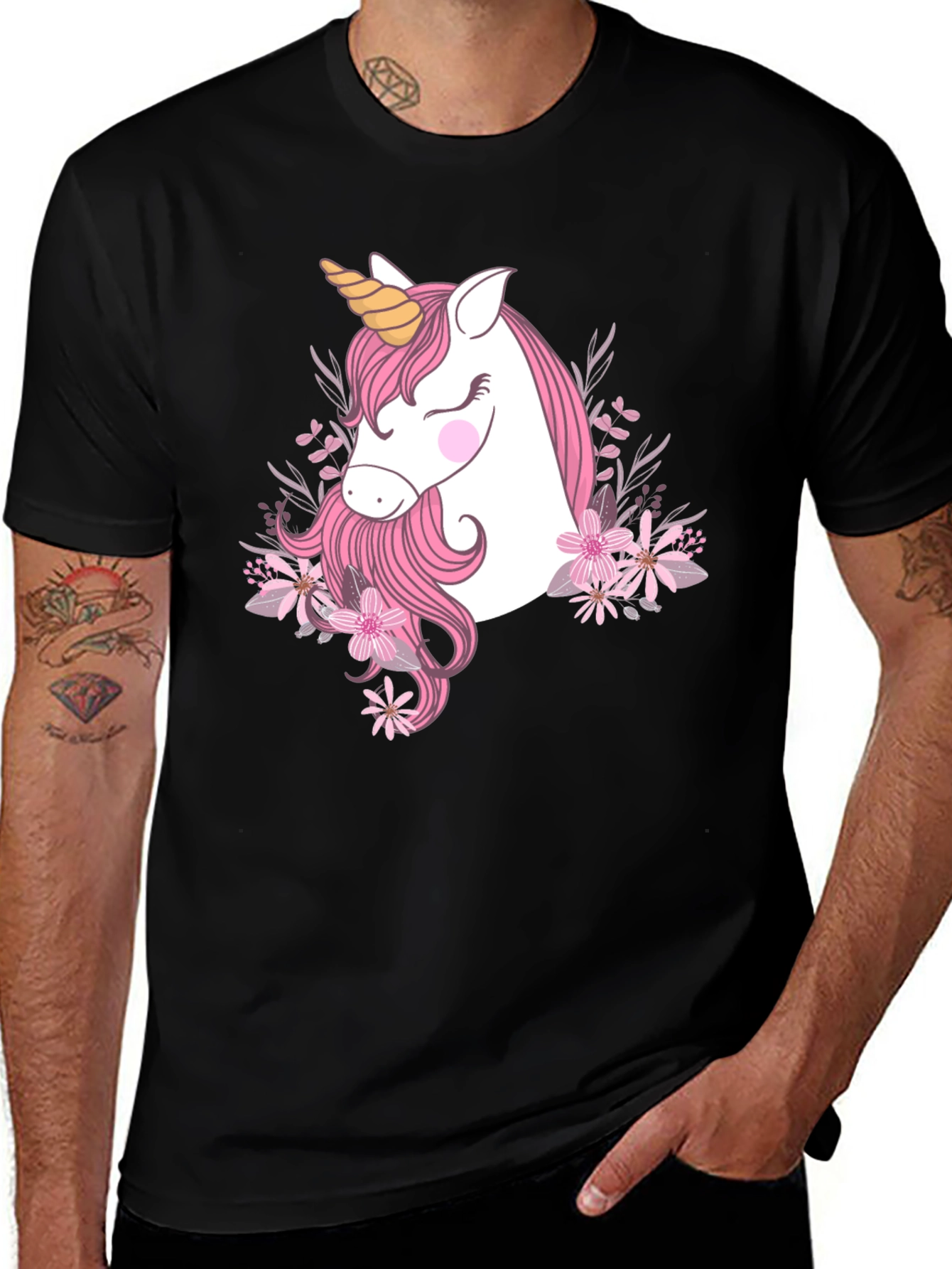 Variant 24 of Unicorn Floral Graphic Print T-Shirt