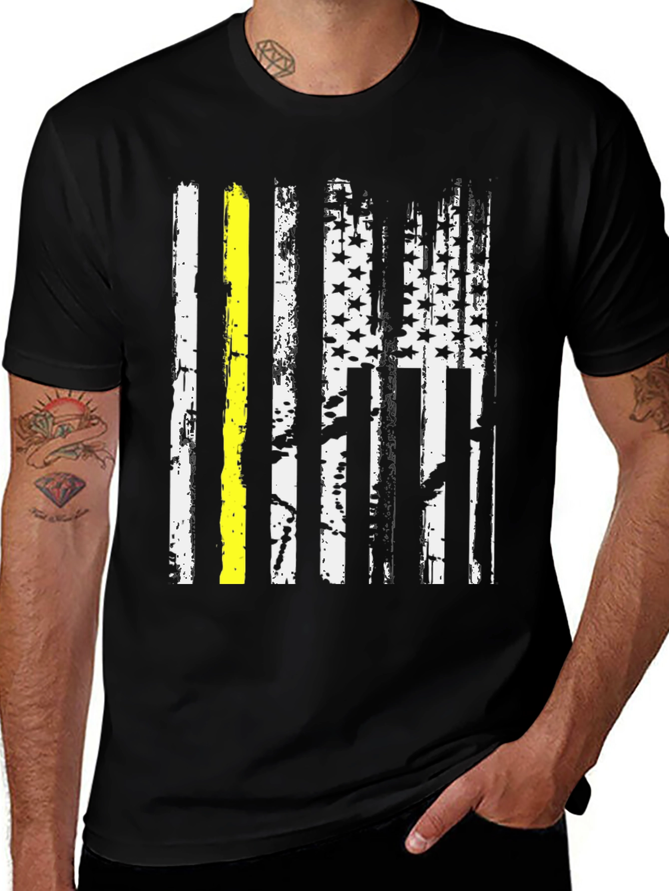 Variant 30 of Distressed Thin Yellow Line American Flag T-Shirt