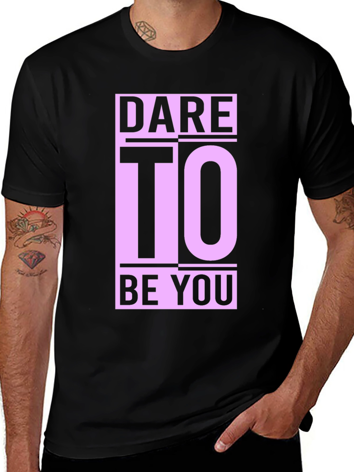Variant 27 of Dare To Be You Graphic Tee - Black Cotton Comfort