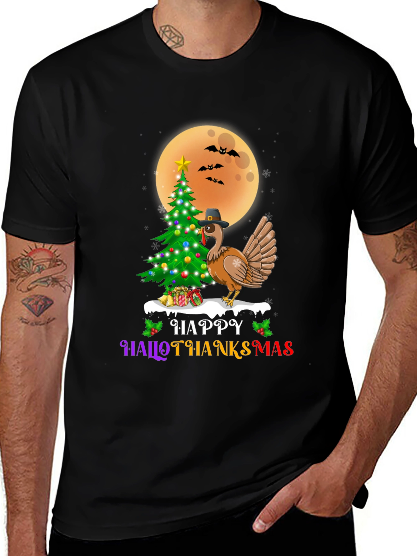 HalloThanksmas T-Shirt - Holiday Fusion Tee