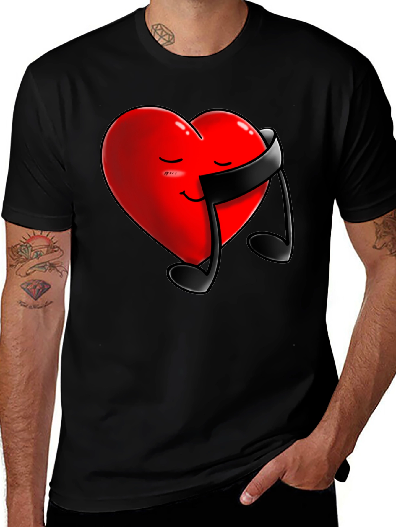 Variant 24 of Heart & Music Note Graphic Tee - Black