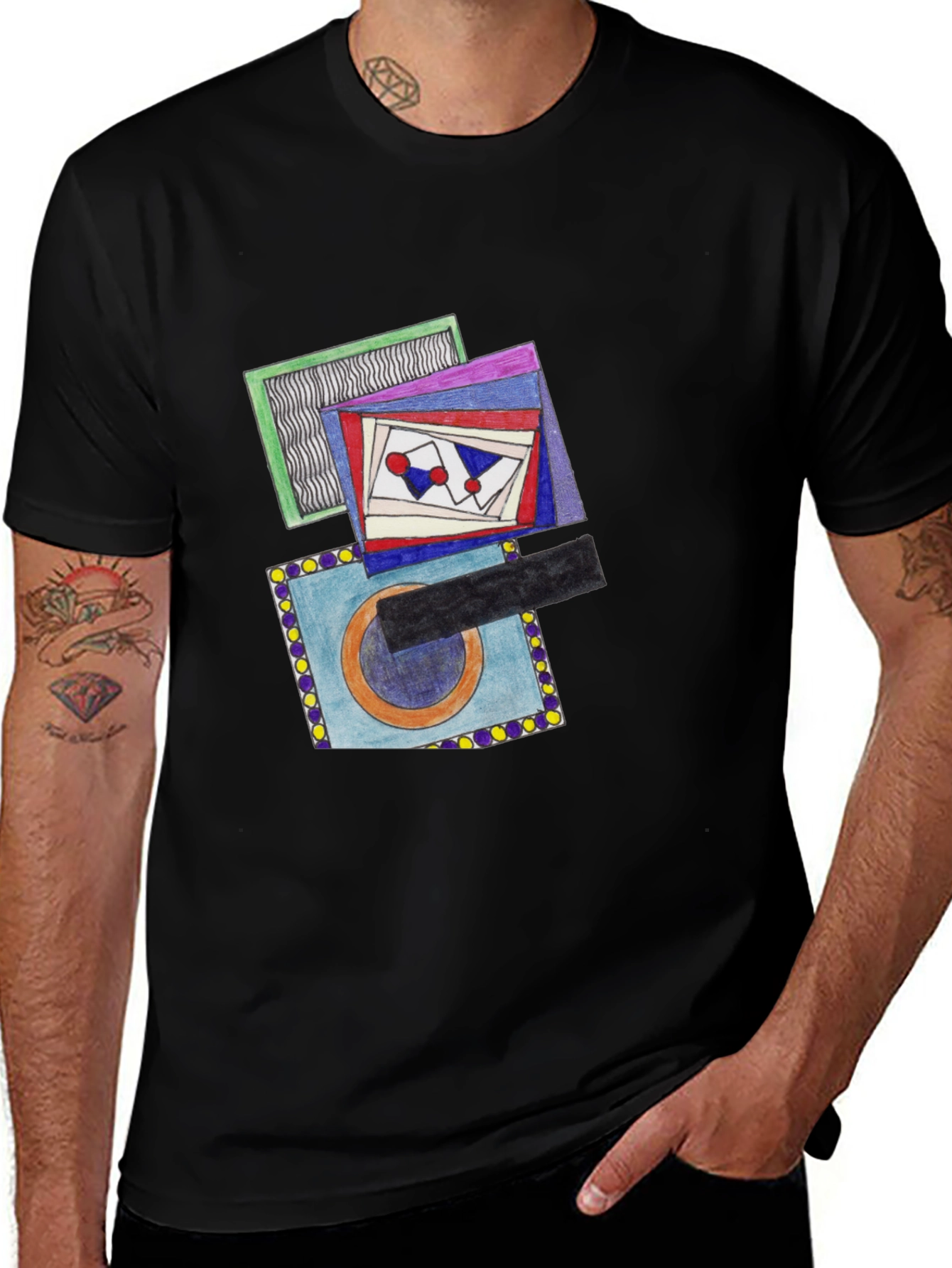 Variant 17 of Abstract Design Graphic Print Crew Neck T-Shirt