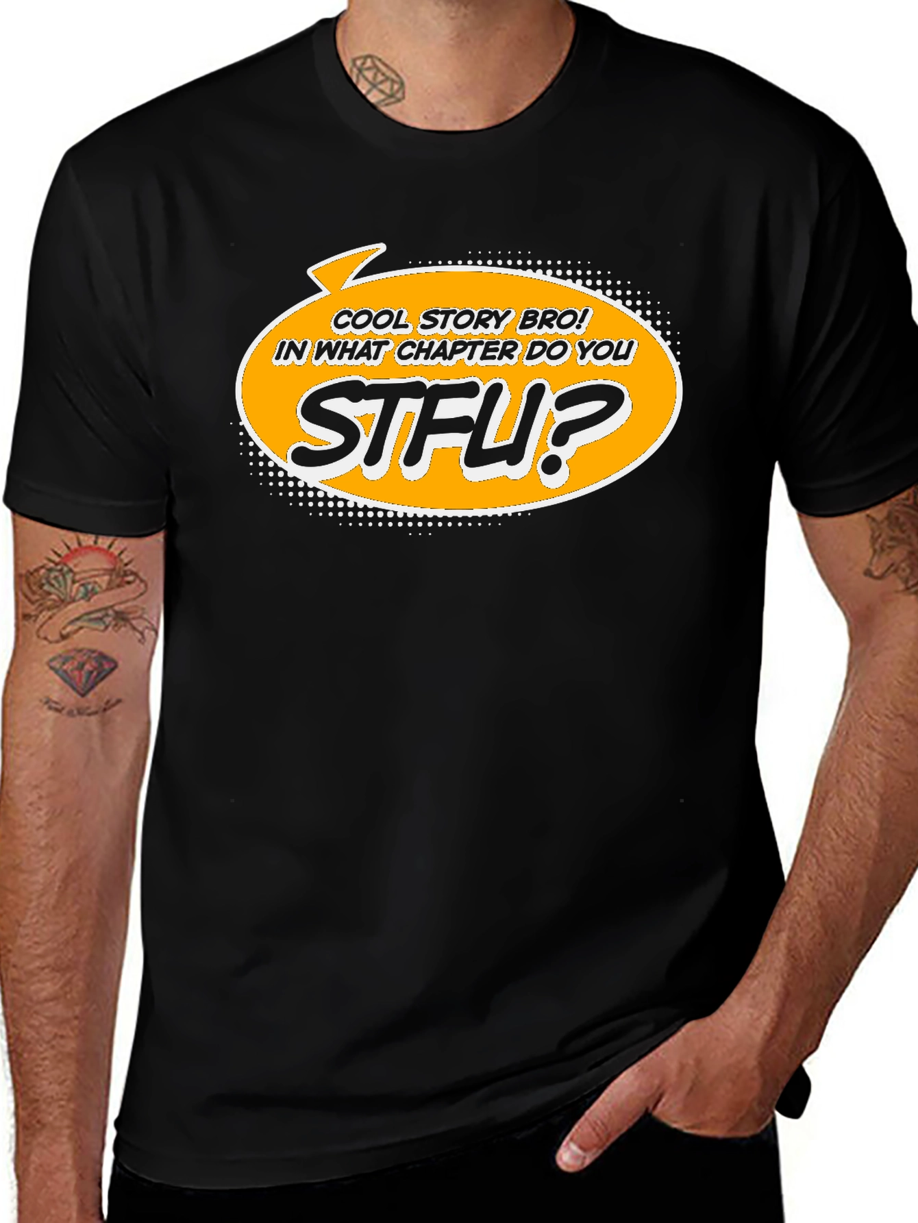 Variant 12 of Cool Story Bro STFU Graphic Tee - Black Cotton T-Shirt