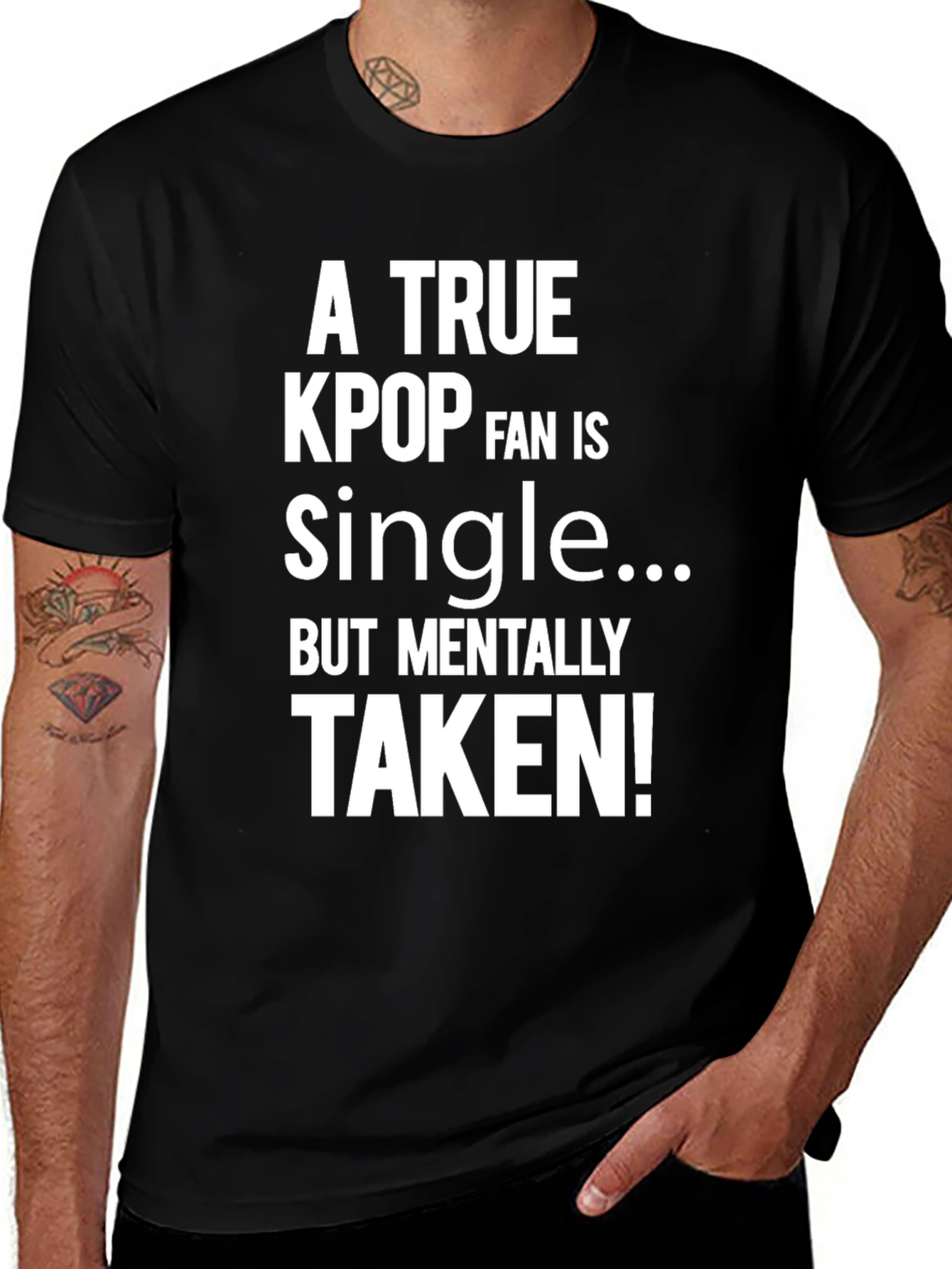 Kpop Fan Single Graphic Tee - Black