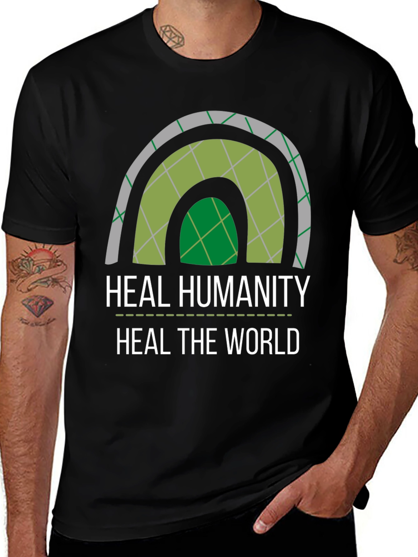 Black Heal Humanity T-Shirt - Eco-Friendly Design main image