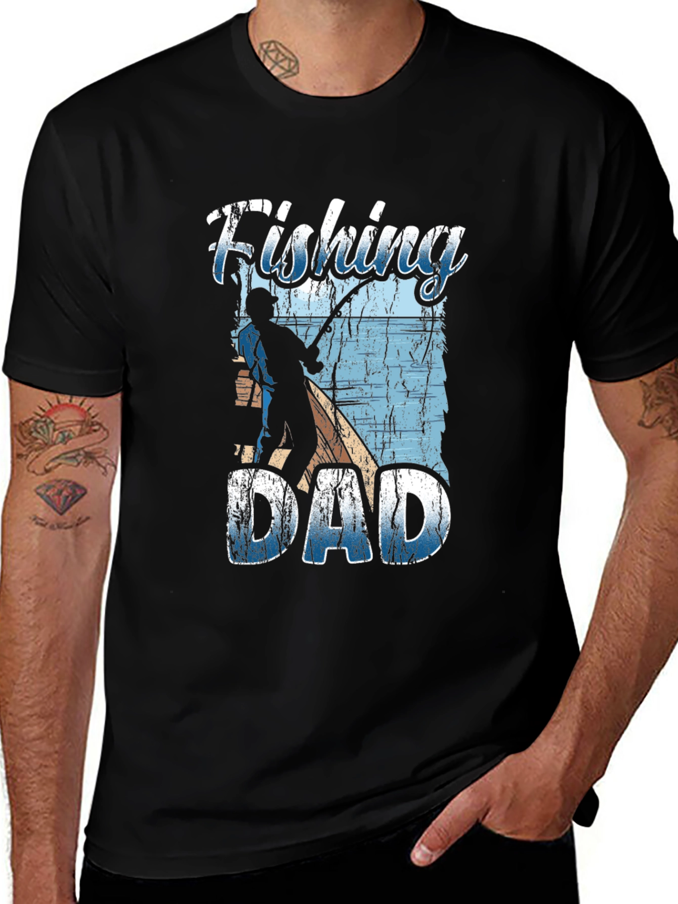Variant 6 of Fishing Dad Graphic Tee - Perfect for Father's Day!
