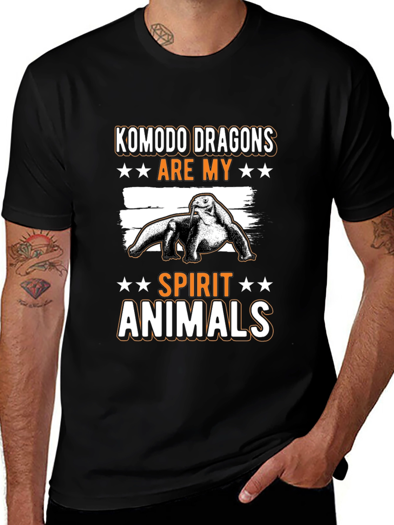 Komodo Dragon Spirit Animal Graphic Tee - Black