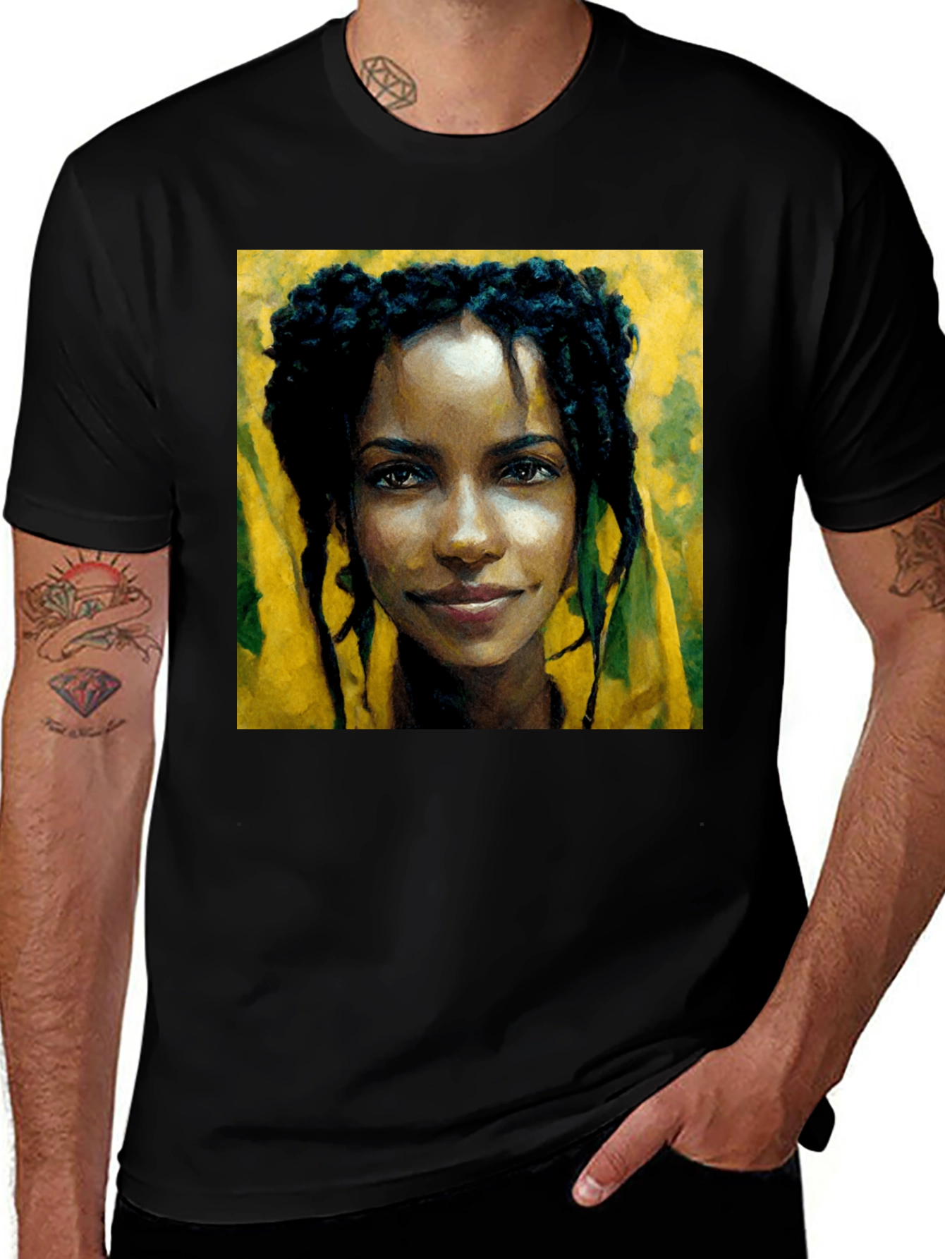 Variant 18 of Portrait Tee: Woman with Dreadlocks