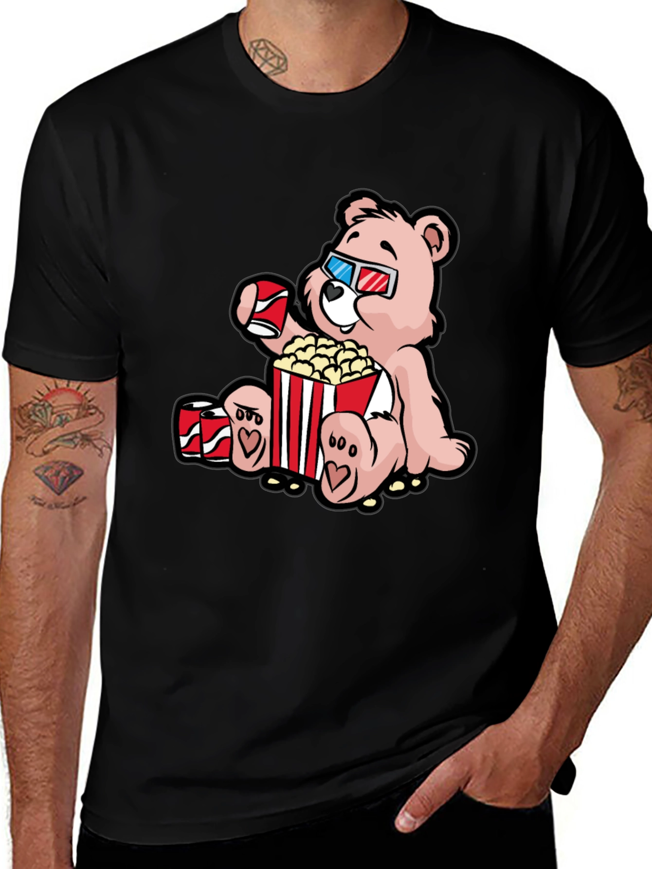 Movie Time Bear Graphic T-Shirt
