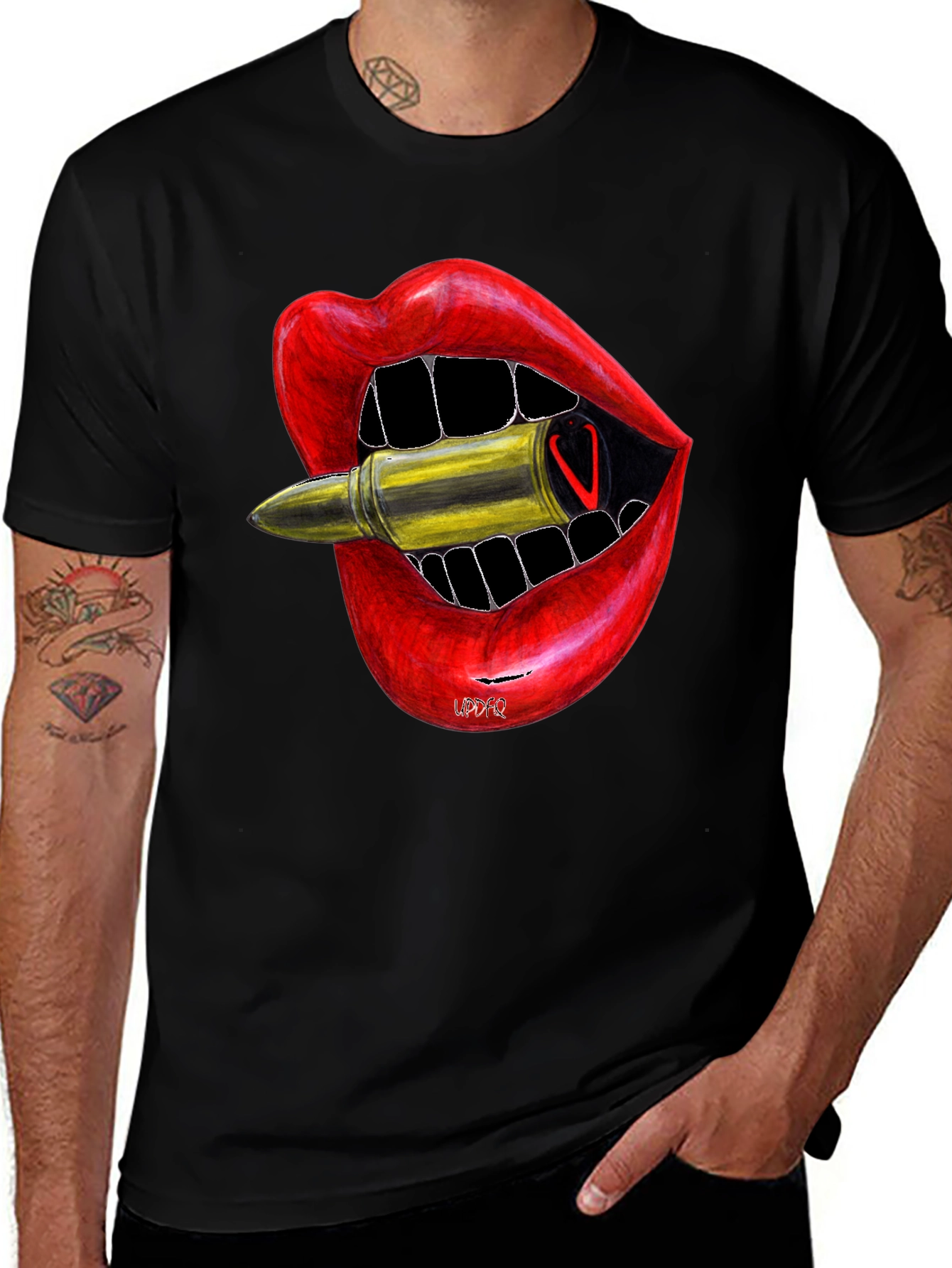 Variant 9 of Lip Bite Bullet Graphic Tee - Edgy Style