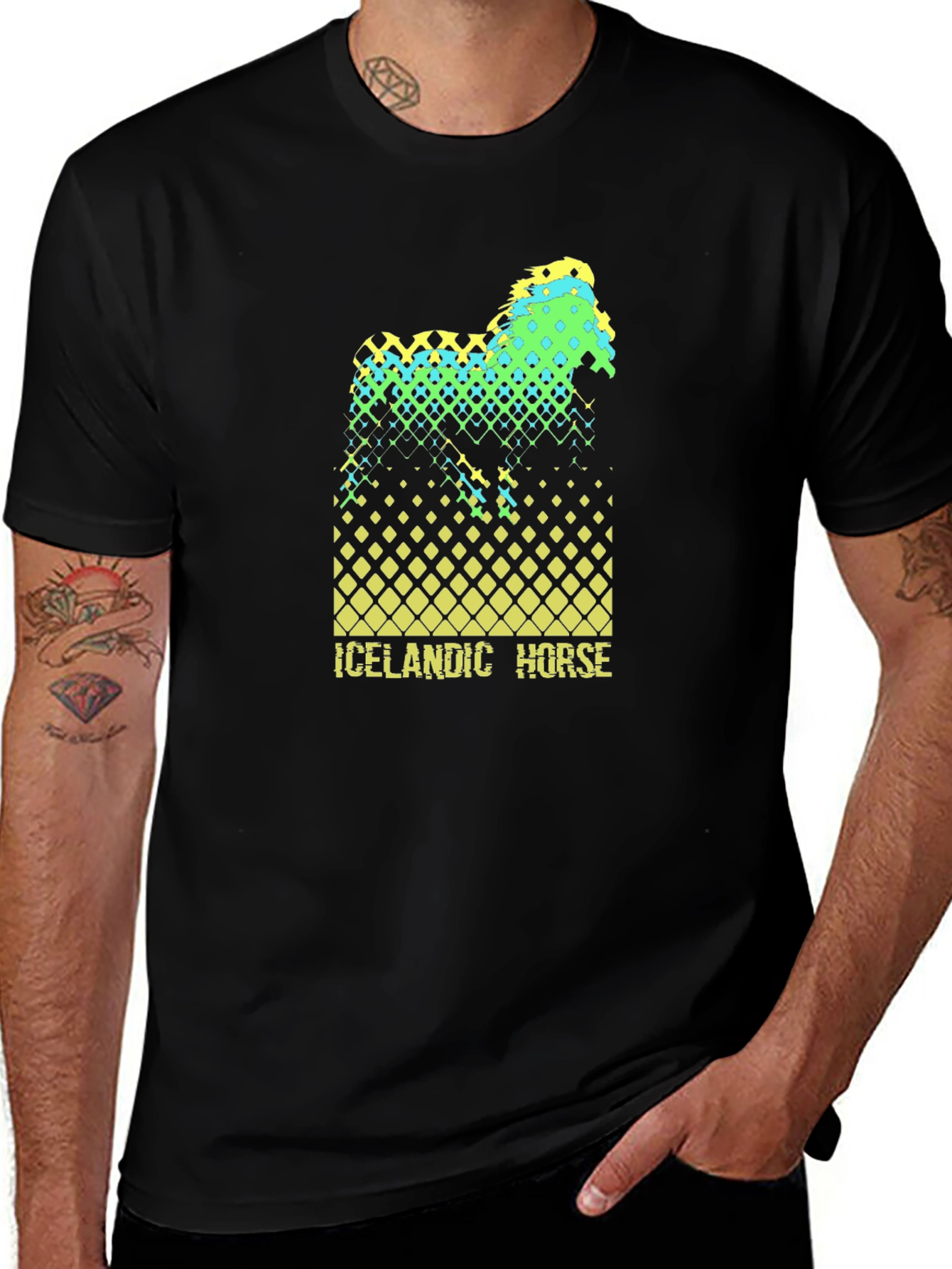 Icelandic Horse Graphic Print Black Tee