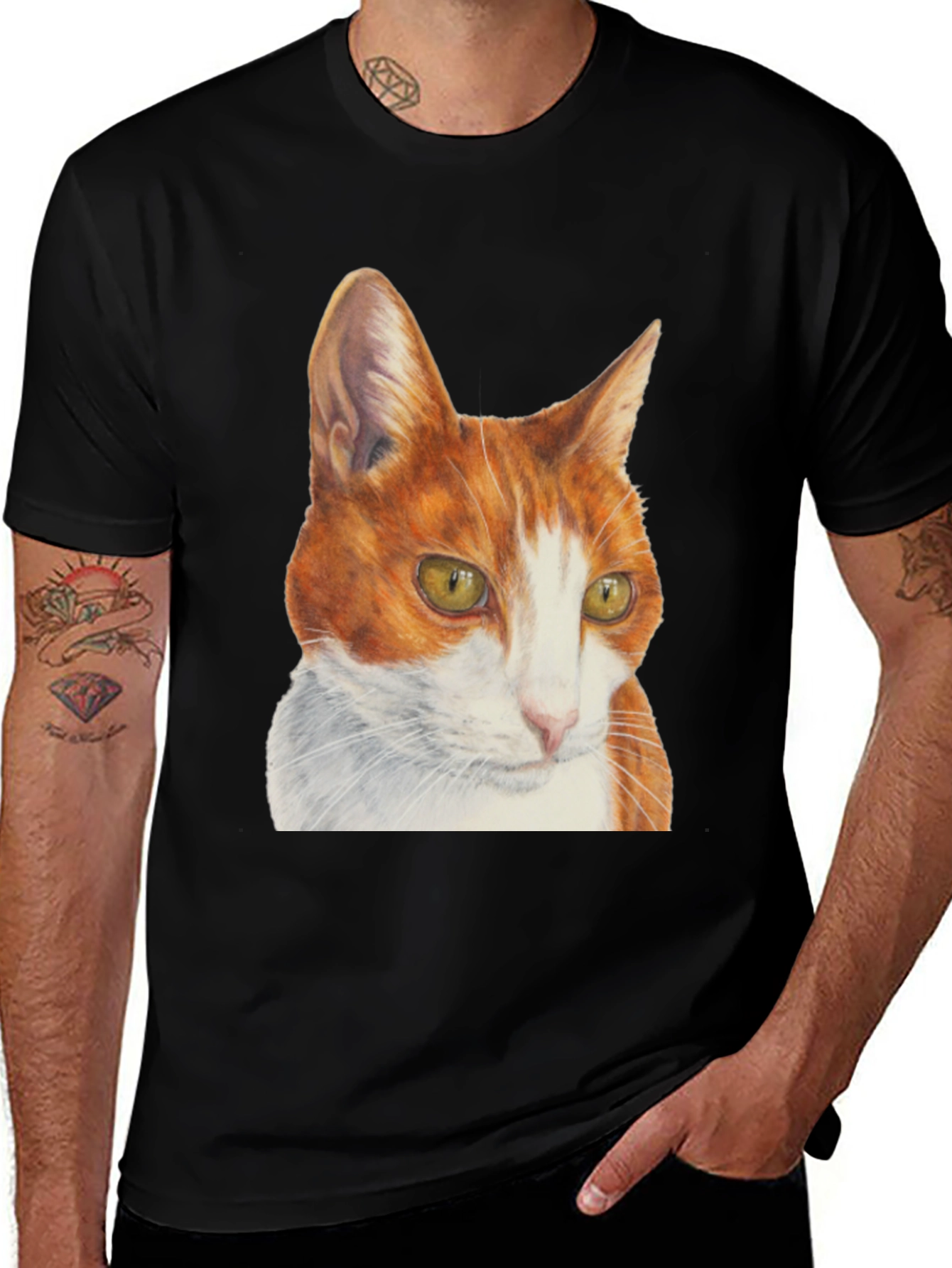 Variant 27 of Cat Portrait T-Shirt - Men's Black Tee