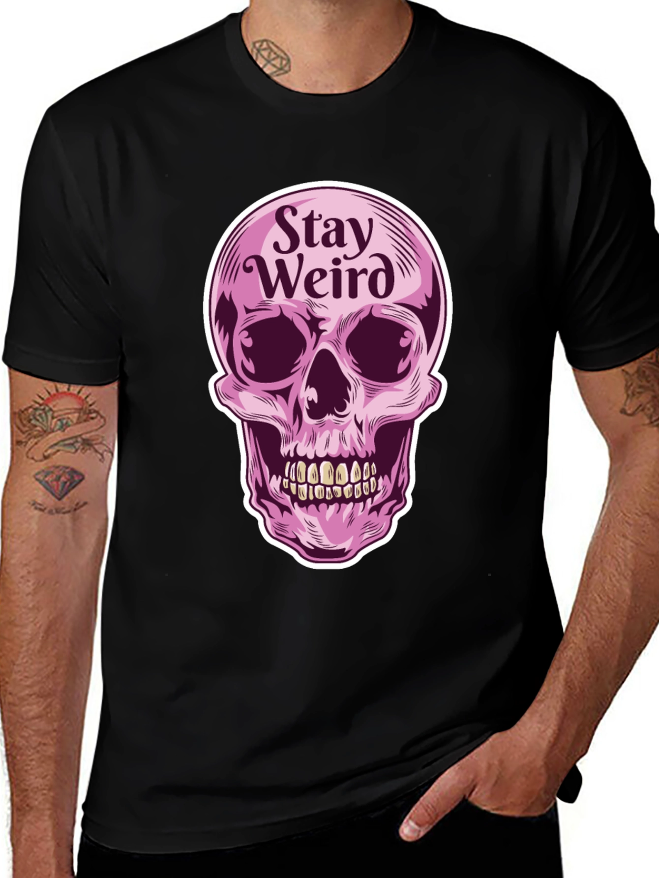 Variant 16 of Stay Weird Skull Graphic Tee - Edgy Style
