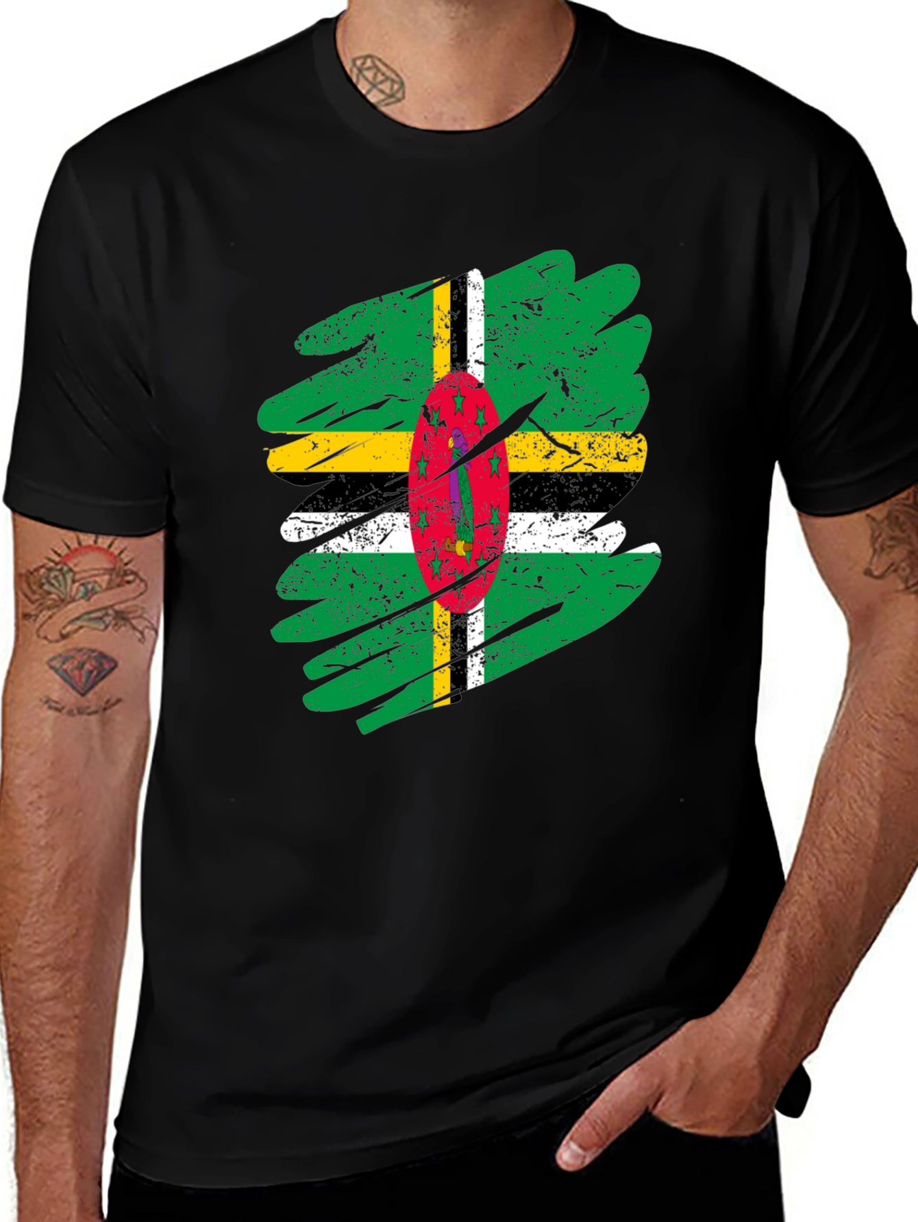 Dominica Flag T-Shirt - Distressed Grunge