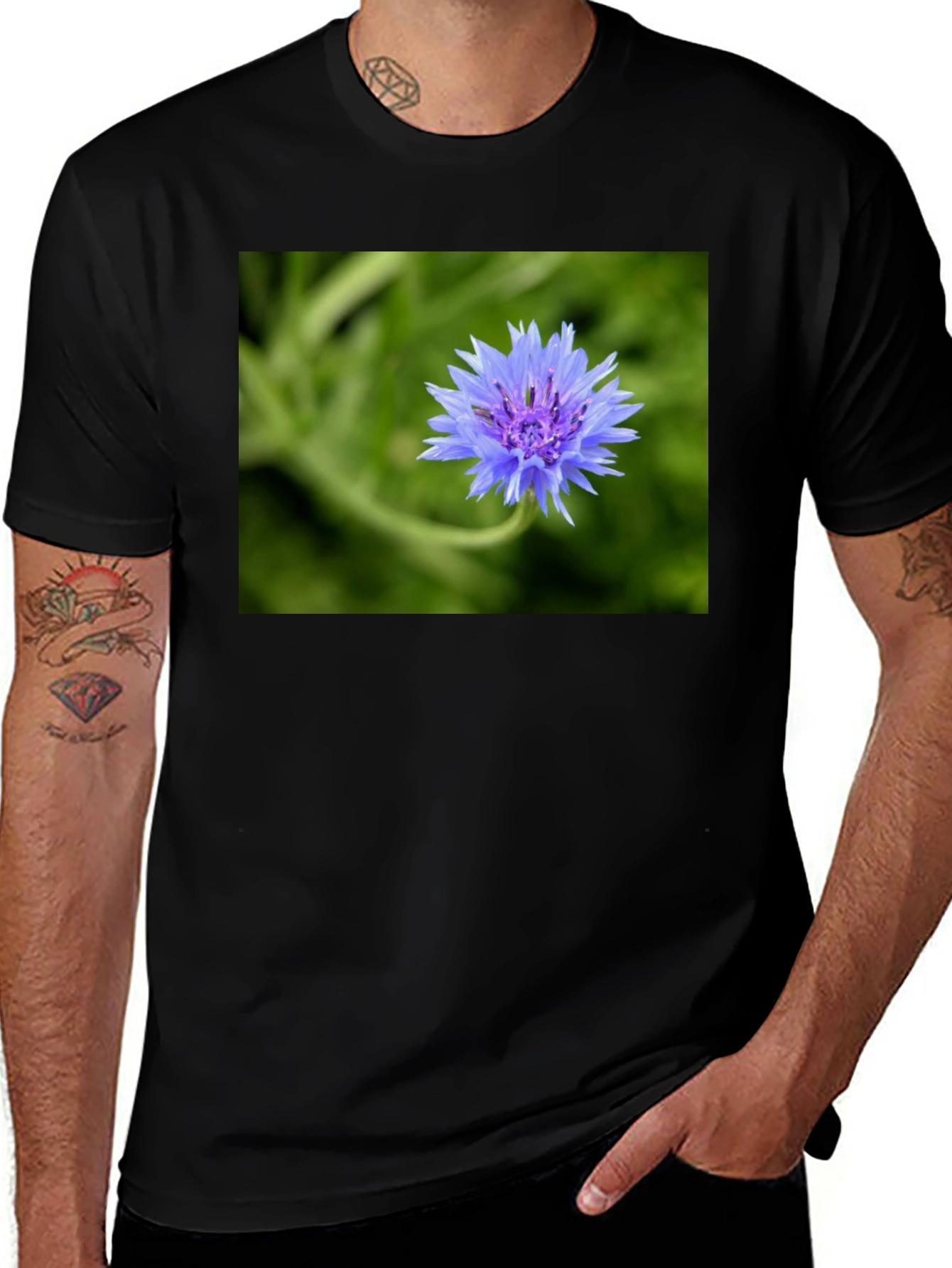 Variant 30 of Cornflower Print Black T-Shirt