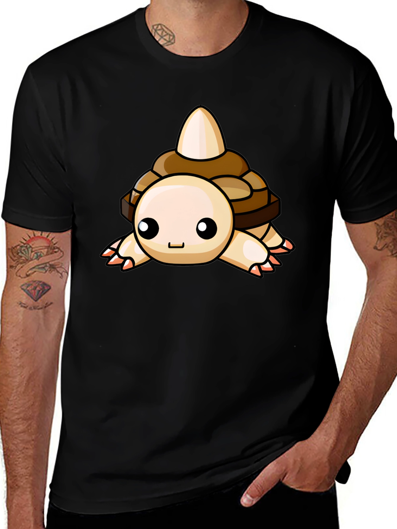 Variant 15 of Cute Cartoon Turtle Graphic Black T-Shirt