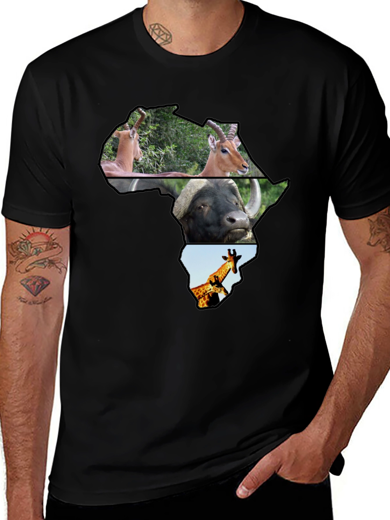 Africa Animals Black T-Shirt