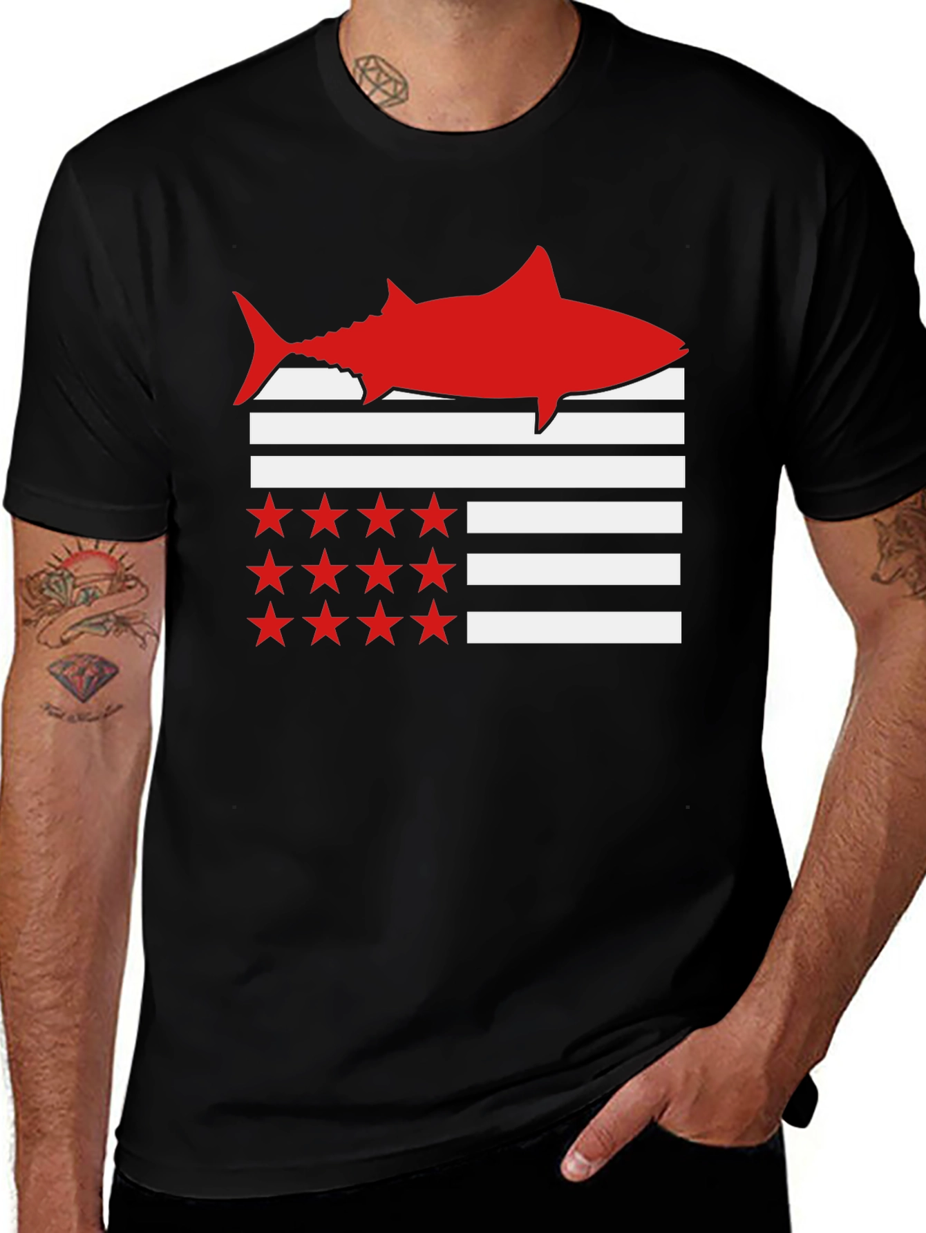 Variant 14 of Shark USA Flag Graphic T-Shirt