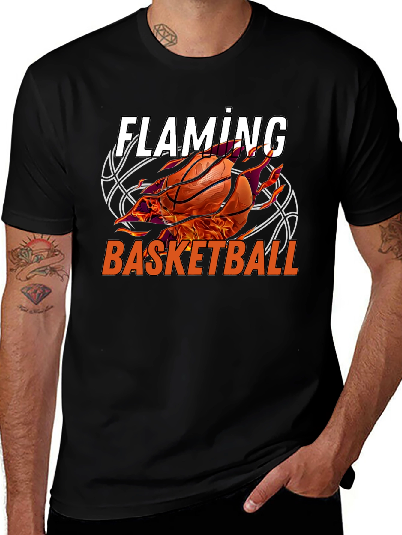 Variant 17 of Flaming Basketball Graphic T-Shirt