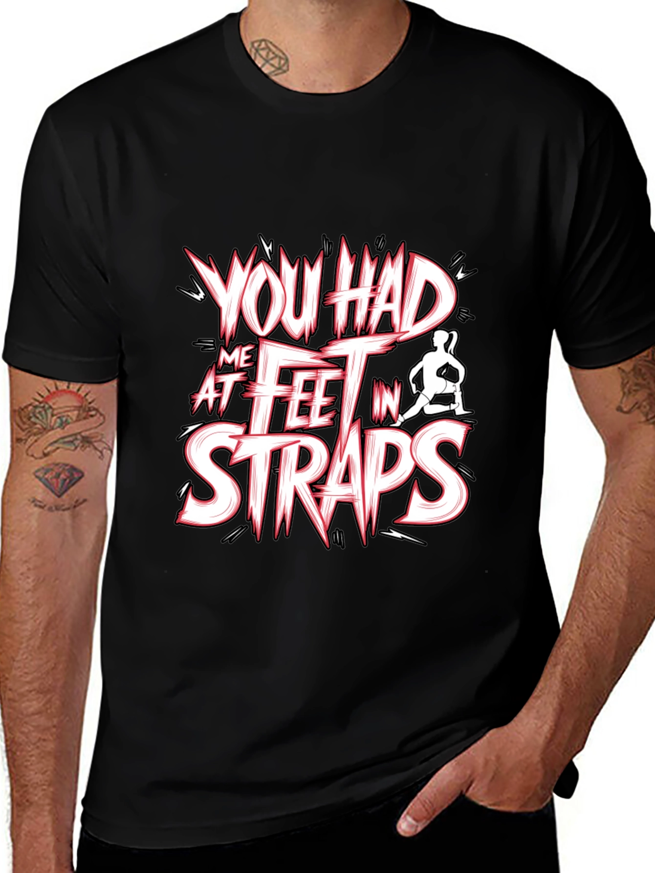 Variant 19 of You Had Me At Feet In Straps Black T-Shirt