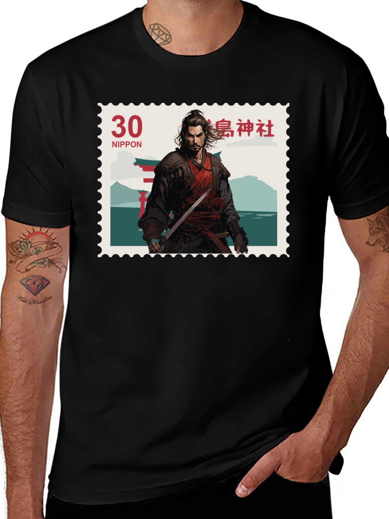 Samurai Warrior Stamp T-Shirt