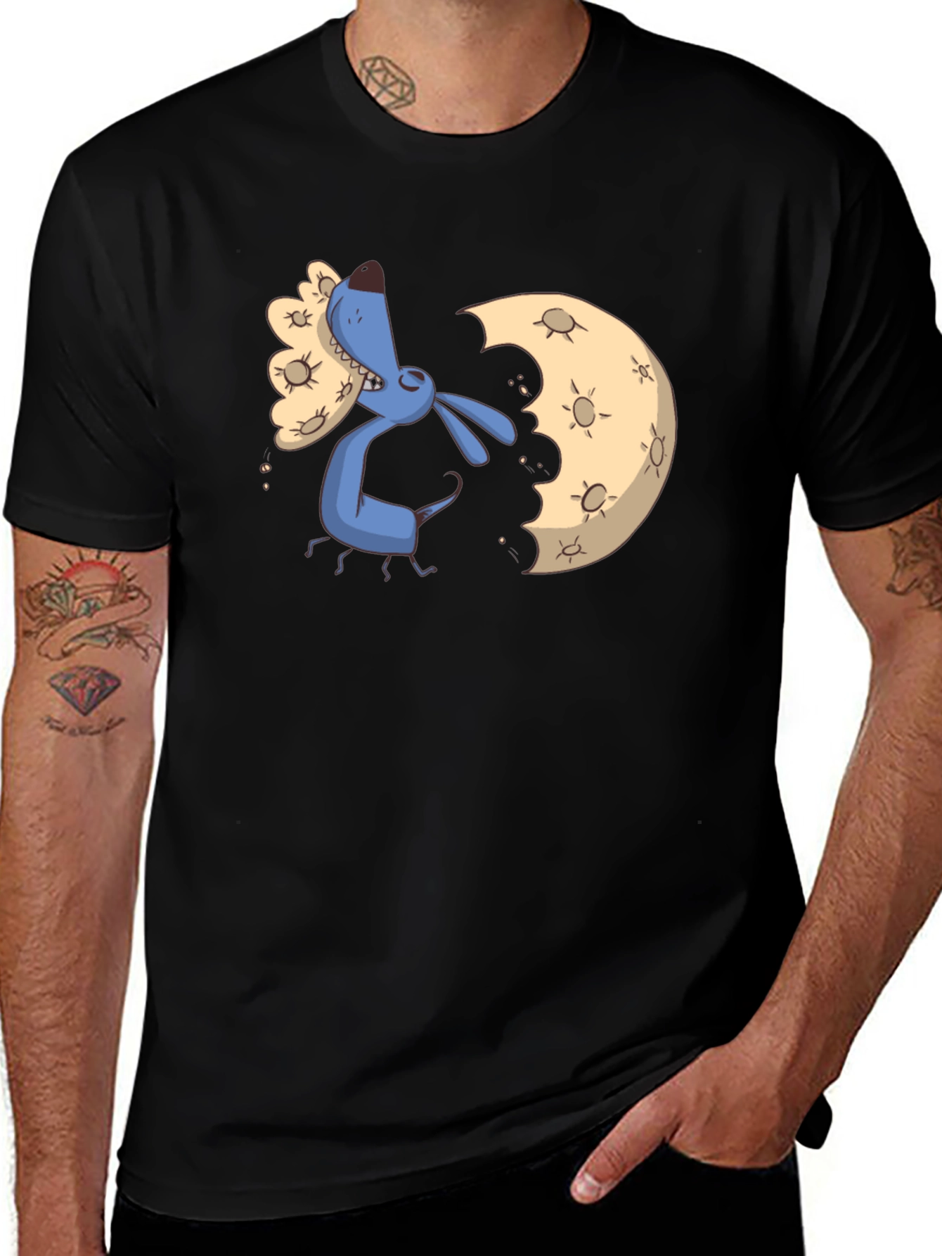 Variant 7 of Cartoon Wolf Howling at Moon T-Shirt