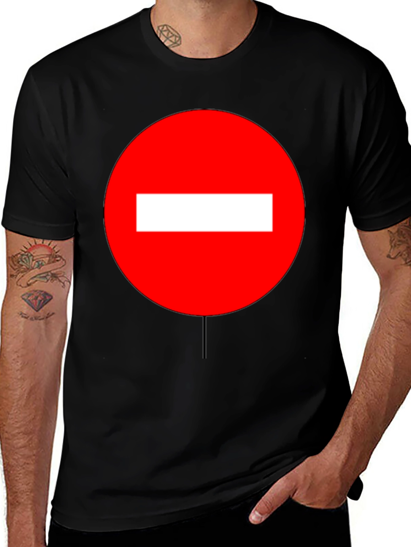 Variant 7 of No Entry Sign Graphic T-Shirt - Black
