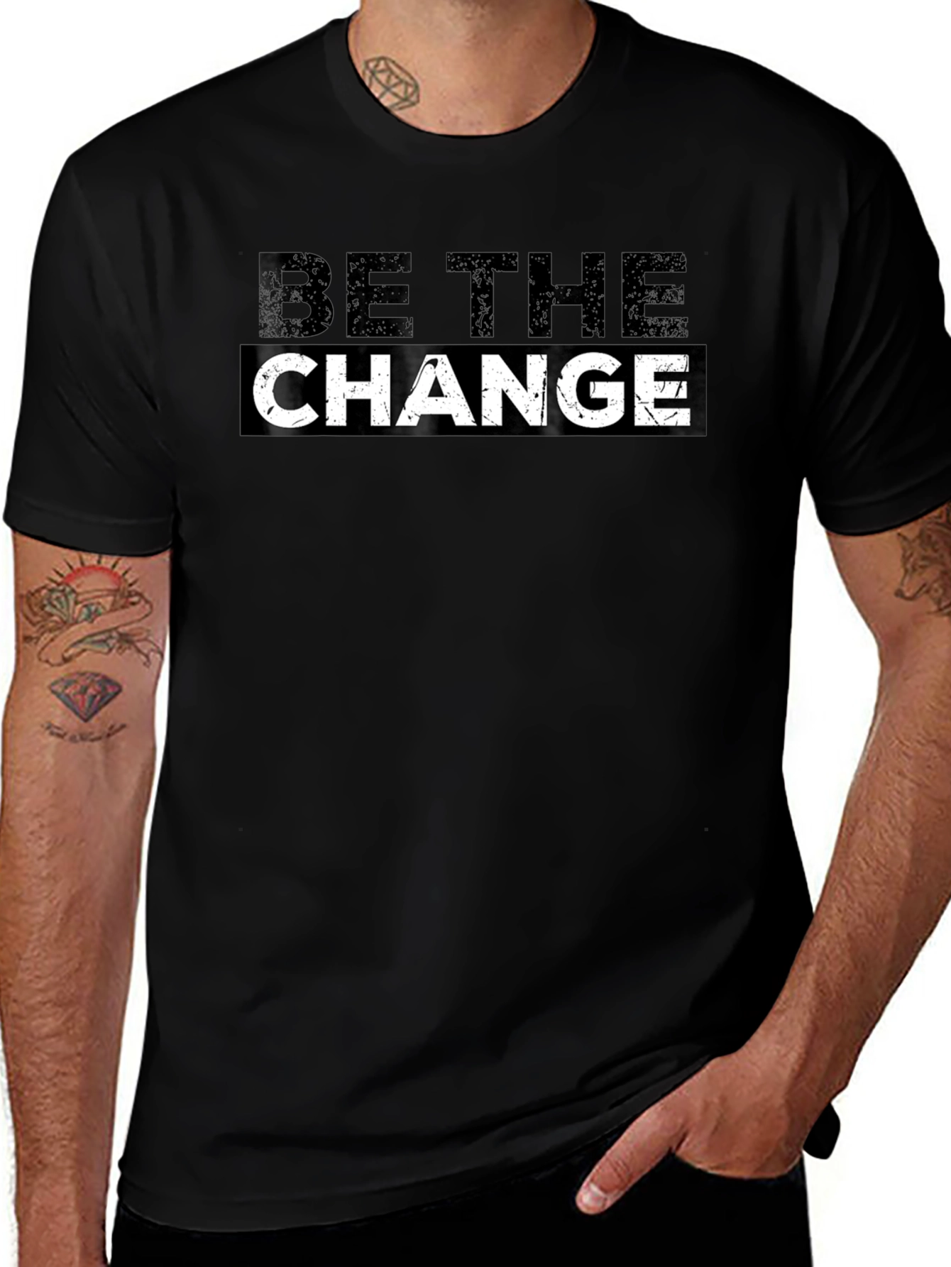 Variant 11 of Be the Change Graphic Tee - Black Cotton T-Shirt