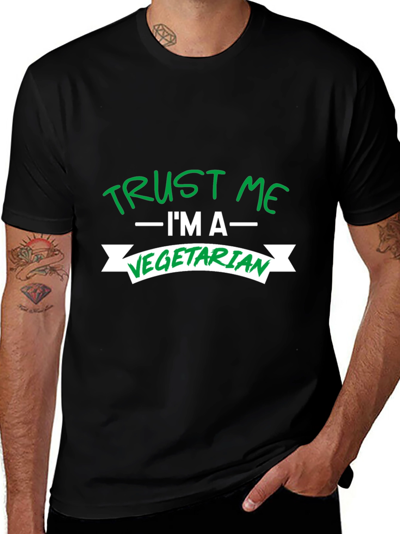 Variant 21 of Trust Me I'm A Vegetarian Black T-Shirt