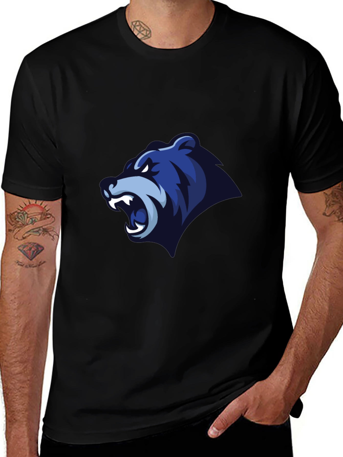 Variant 21 of Men's Black T-Shirt - Bear Graphic Tee