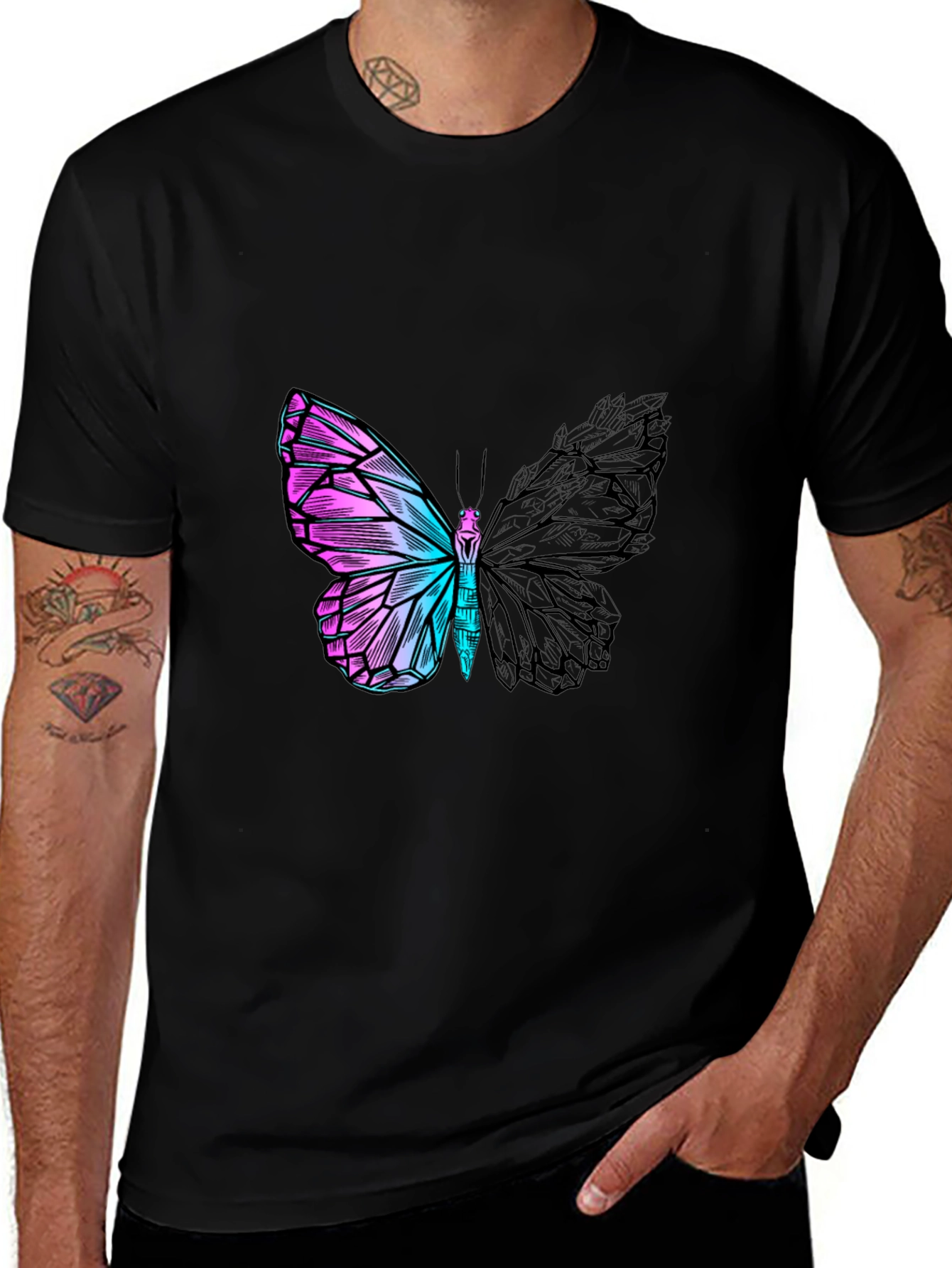 Variant 4 of Geometric Butterfly Graphic Tee - Modern Menswear