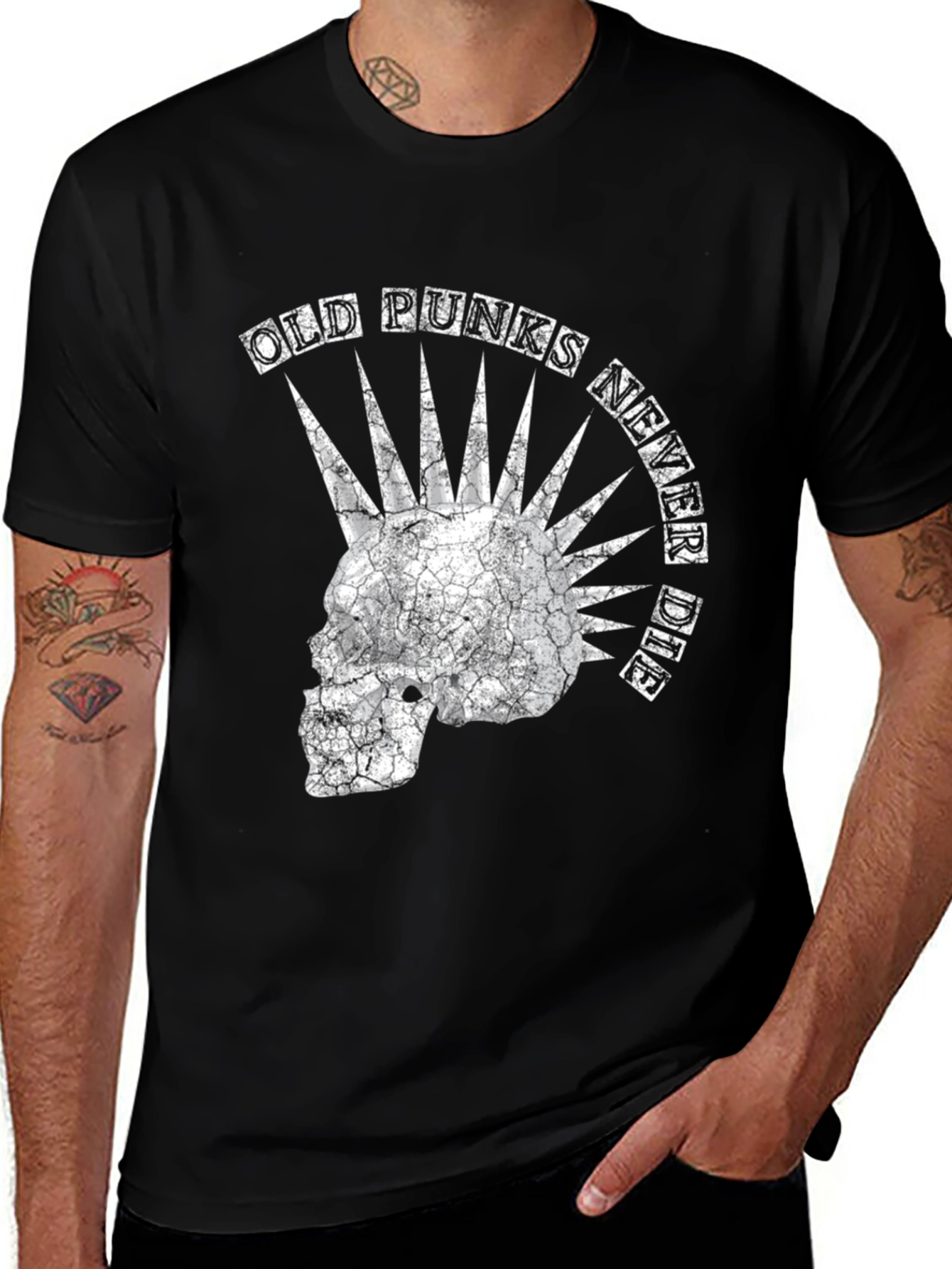 Variant 9 of Old Punks Never Die Graphic T-Shirt - Black