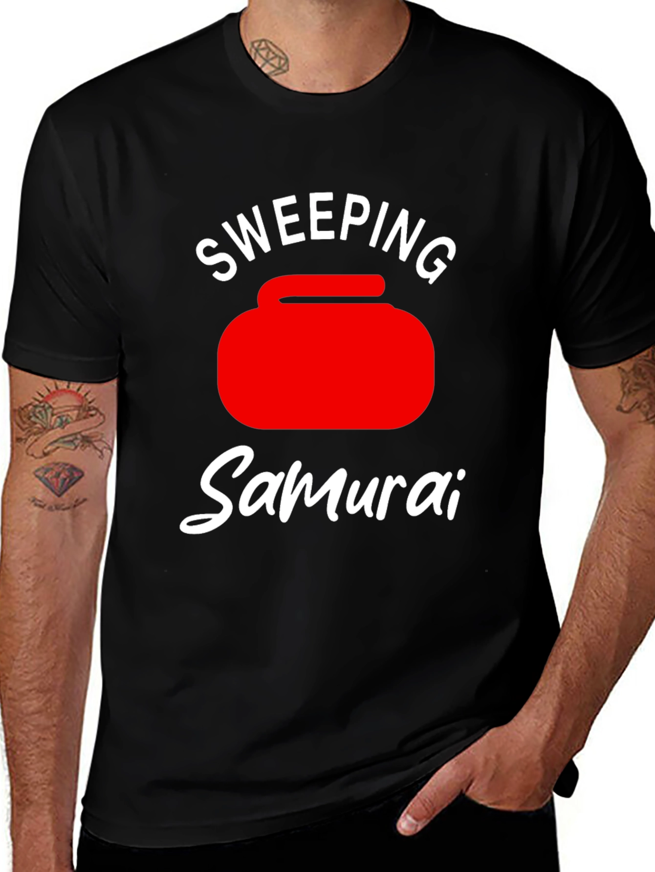 Variant 26 of Sweeping Samurai Curling T-Shirt