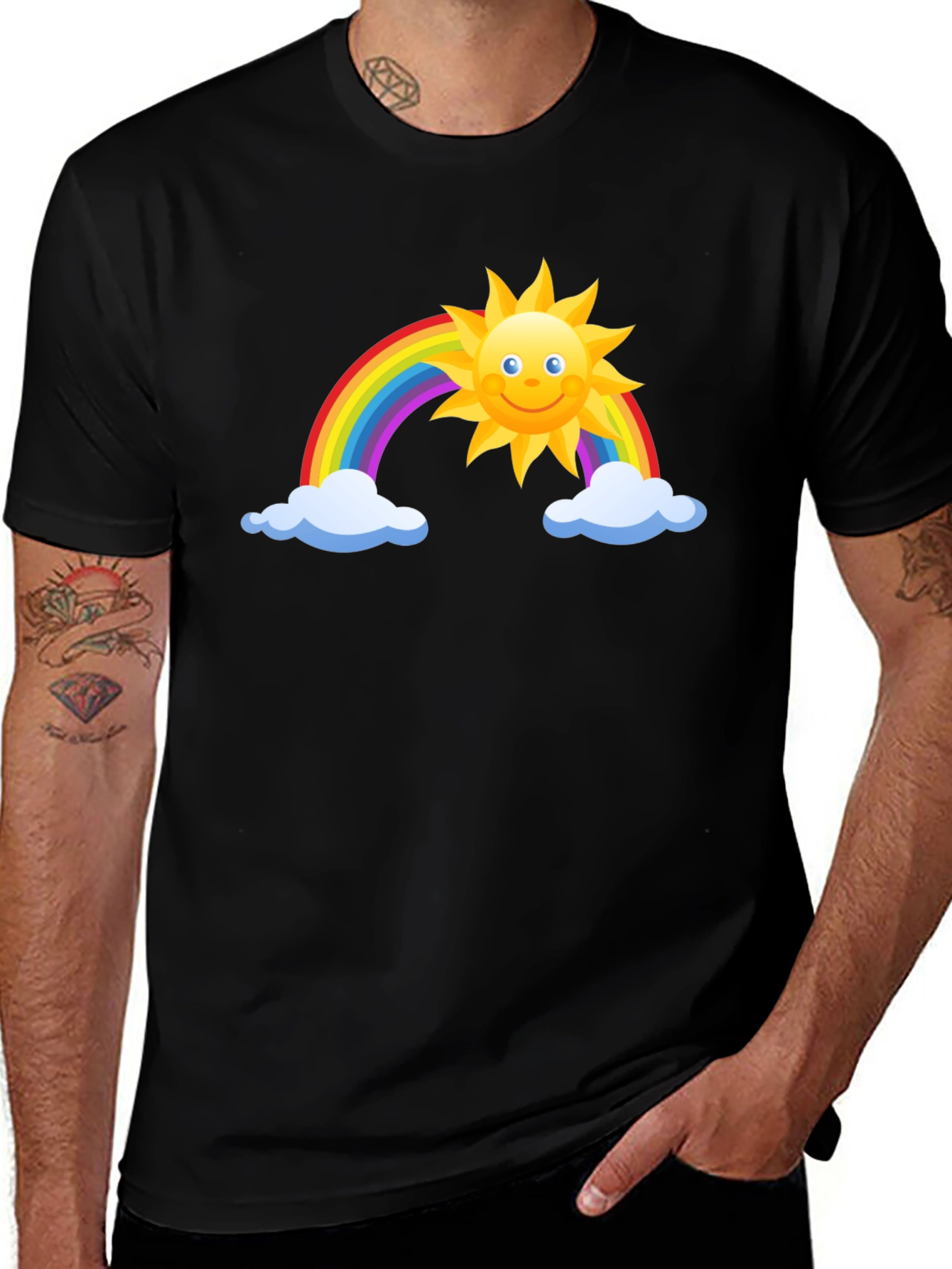 Rainbow Sun T-Shirt - Cheerful Graphic Tee