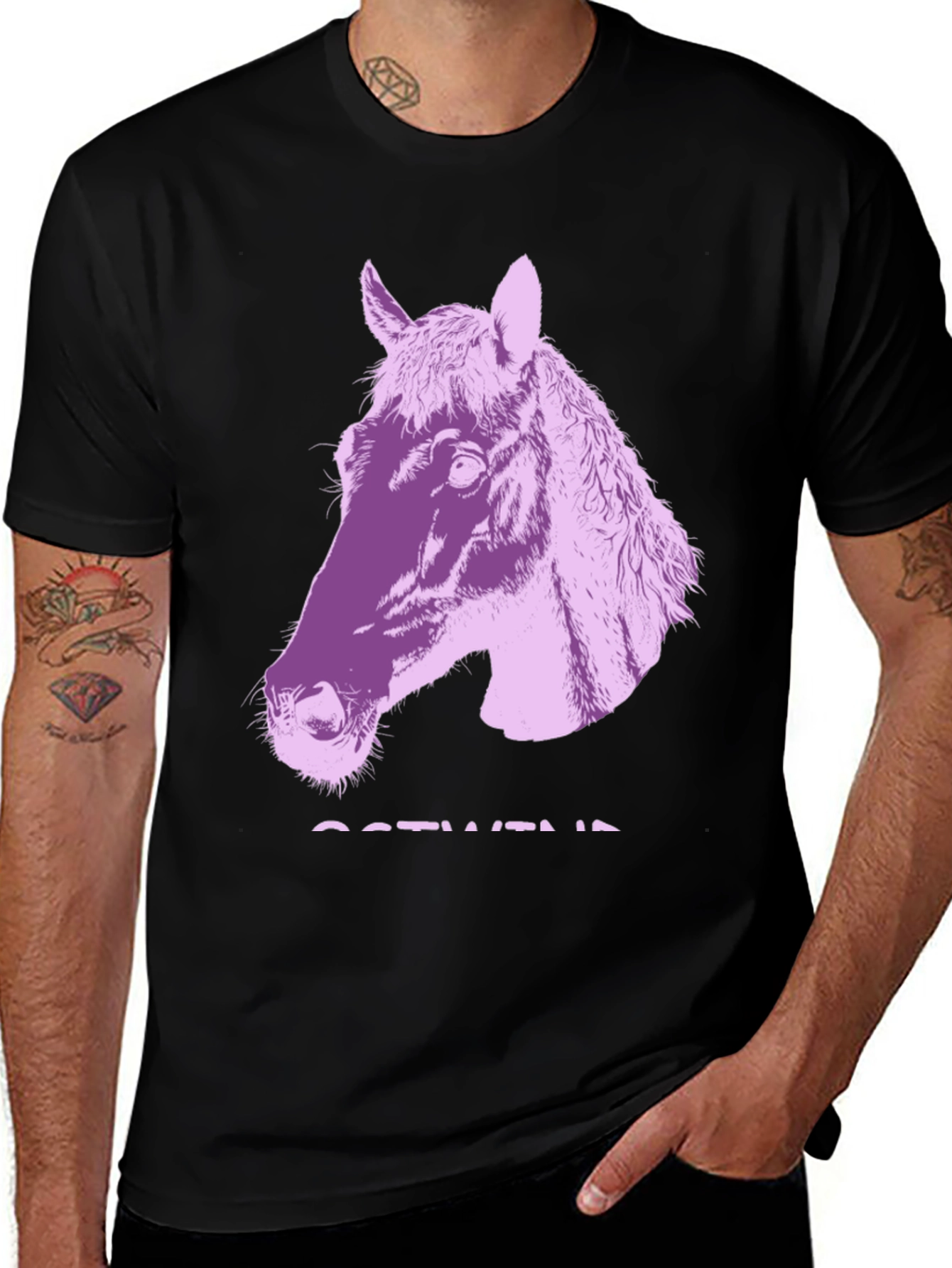 Variant 19 of Black T-Shirt with Horse Graphic