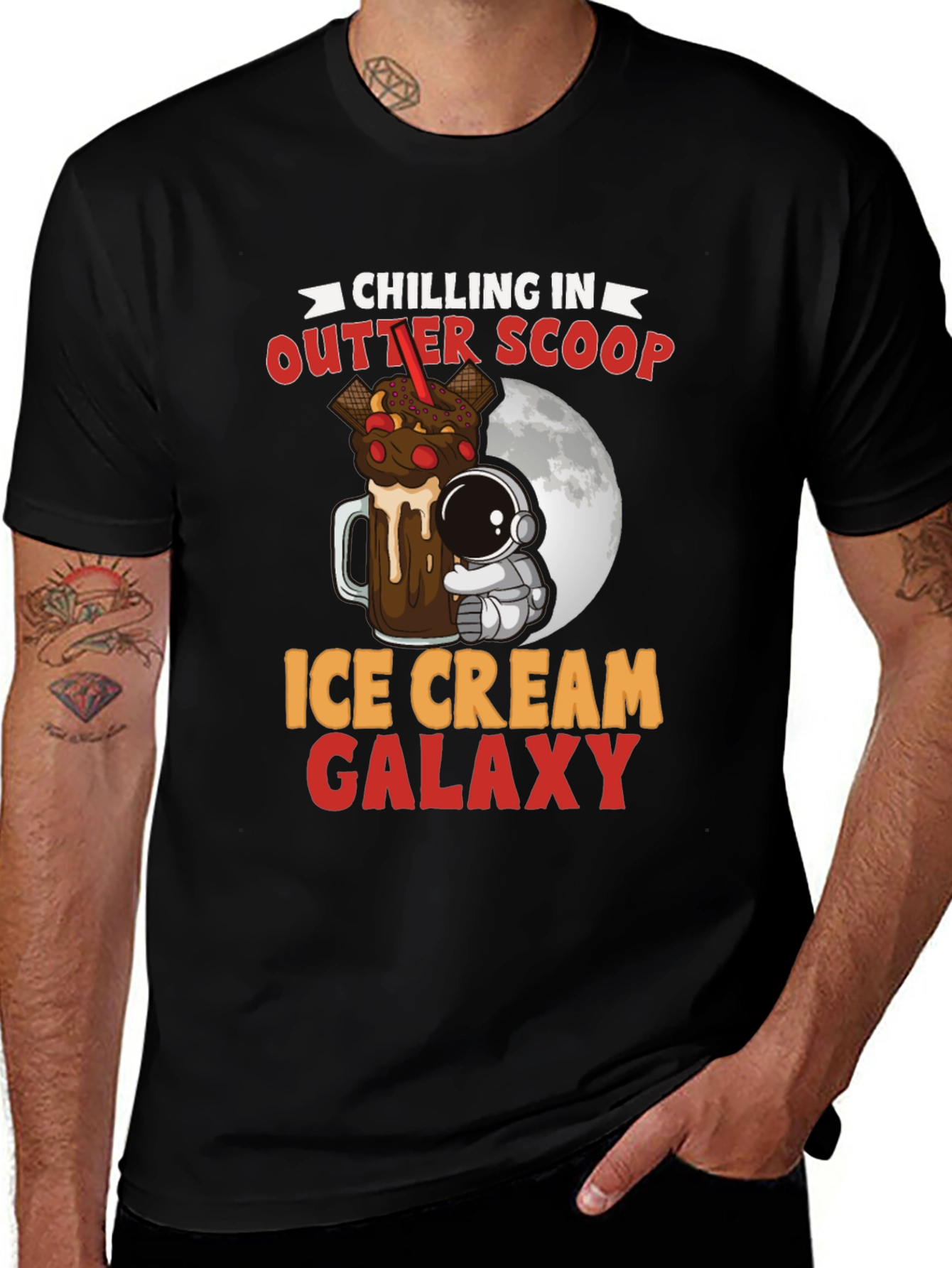 Variant 27 of Chilling In Outer Scoop Ice Cream Galaxy T-Shirt