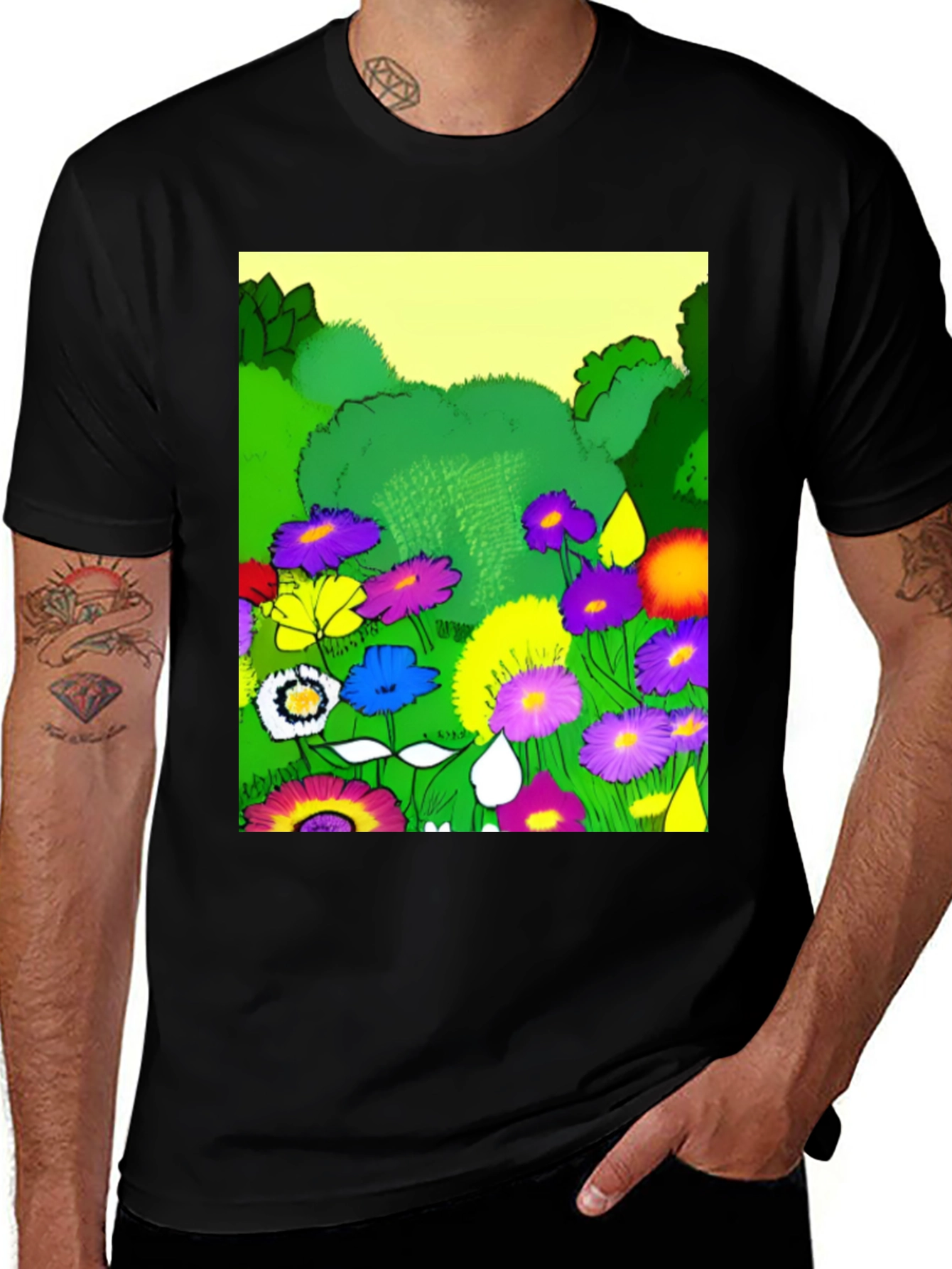 Variant 11 of Vibrant Floral Garden Graphic T-Shirt