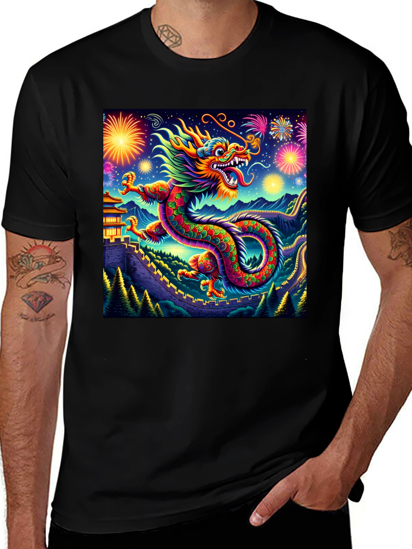 Variant 21 of Dragon Fireworks Graphic Tee