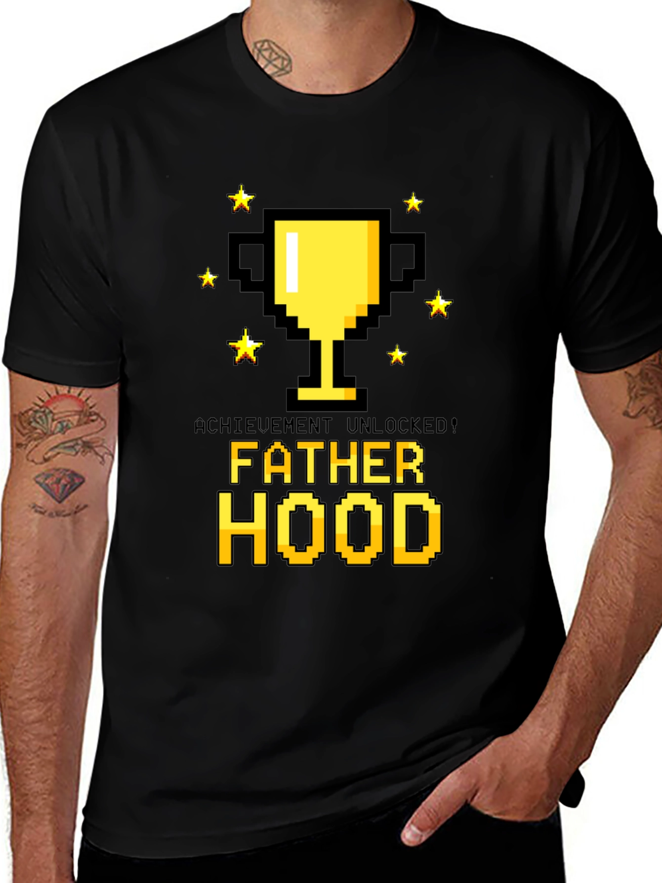 Black Achievement Unlocked Fatherhood T-Shirt main image